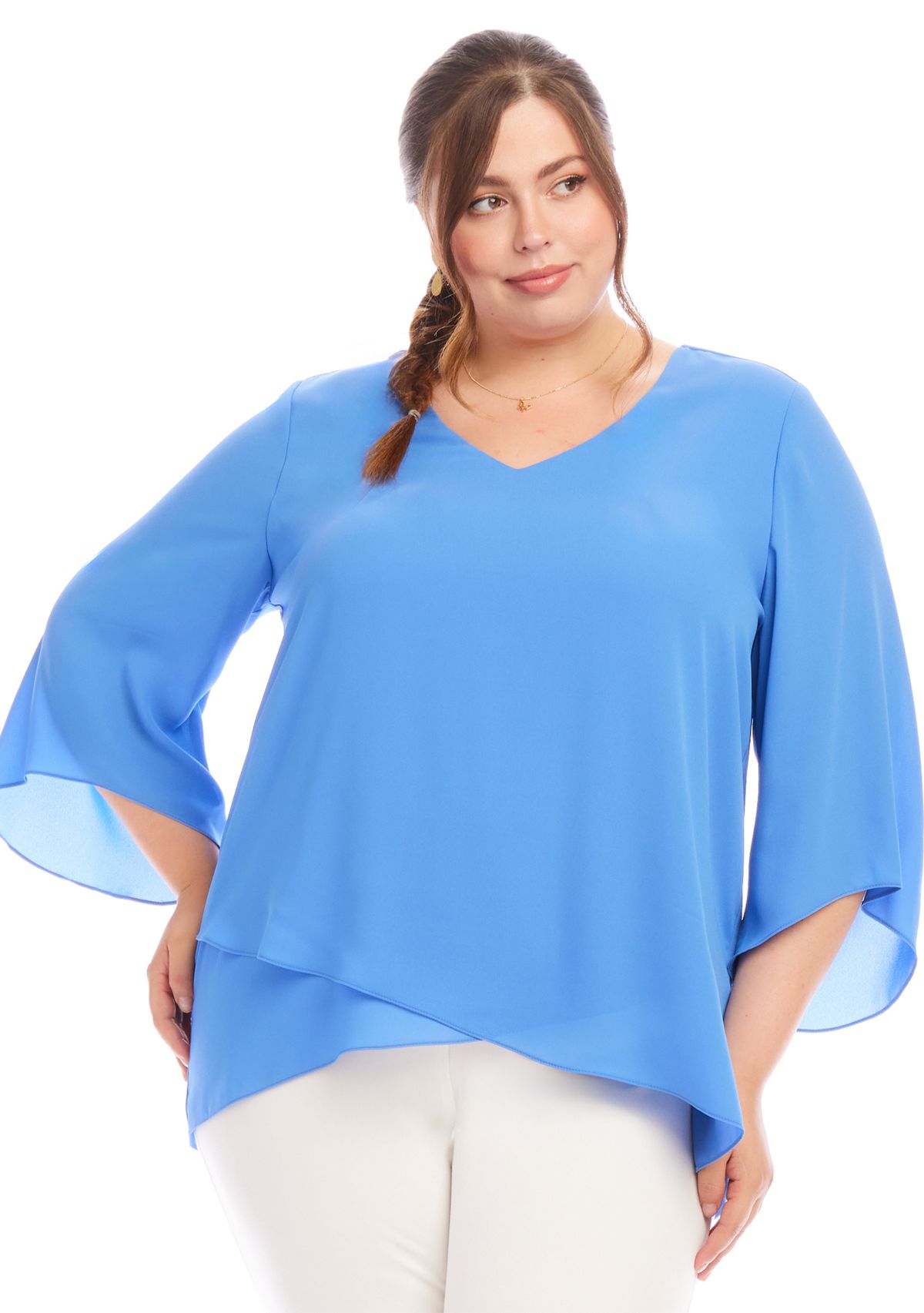 Plus Size Bracelet Sleeve Asymmetric Top