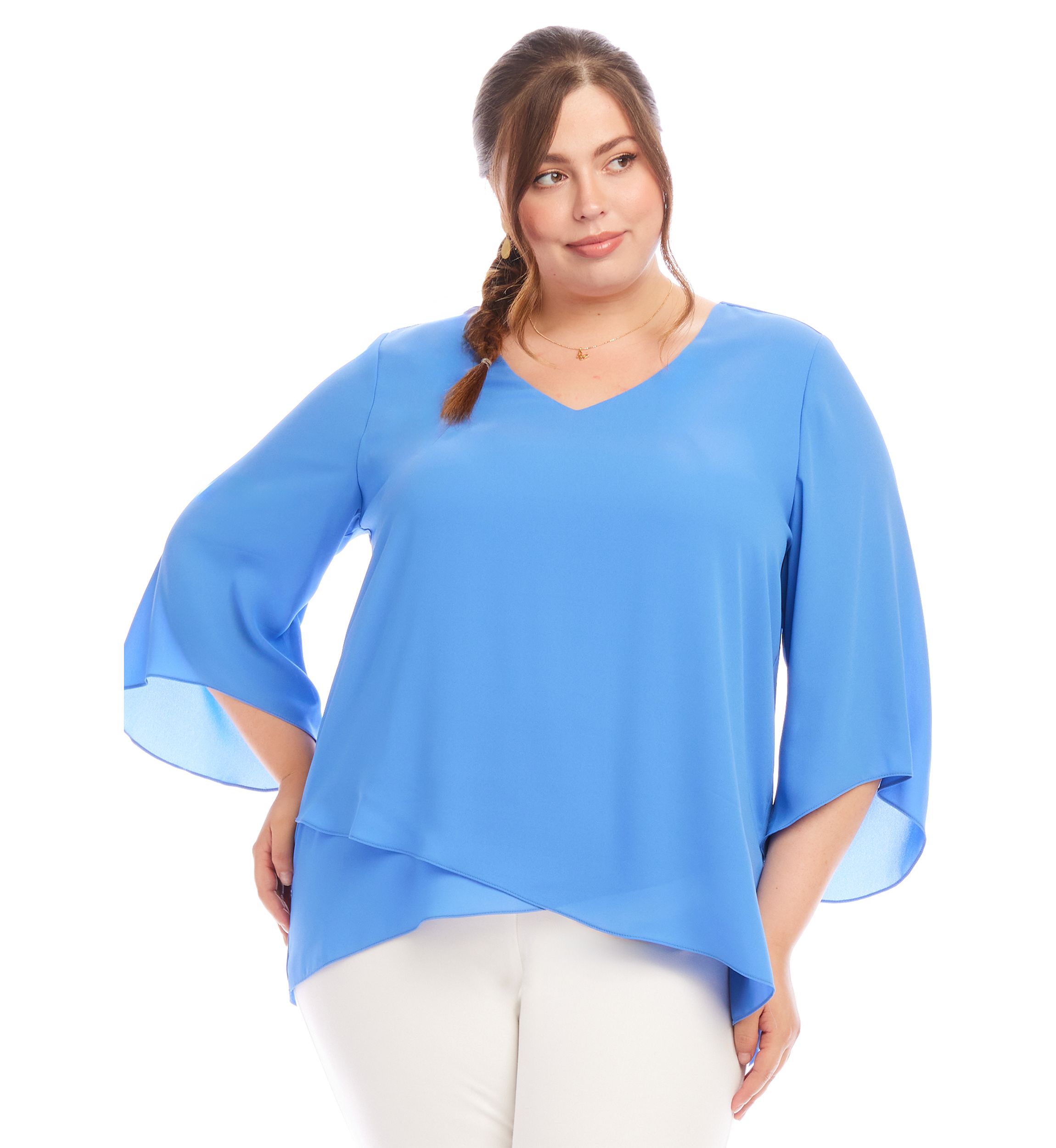 Plus Size Bracelet Sleeve Asymmetric Top