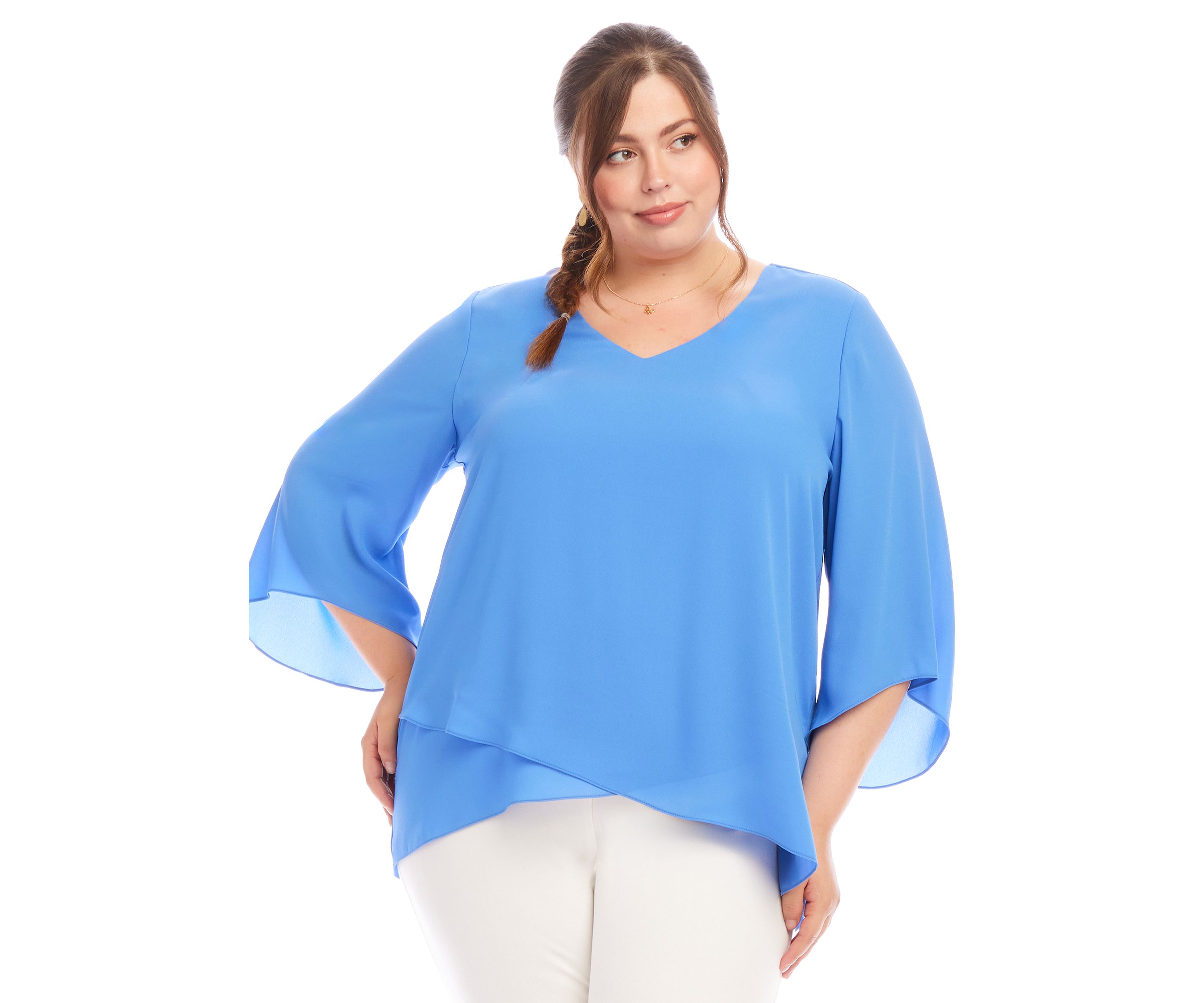 Plus Size Bracelet Sleeve Asymmetric Top