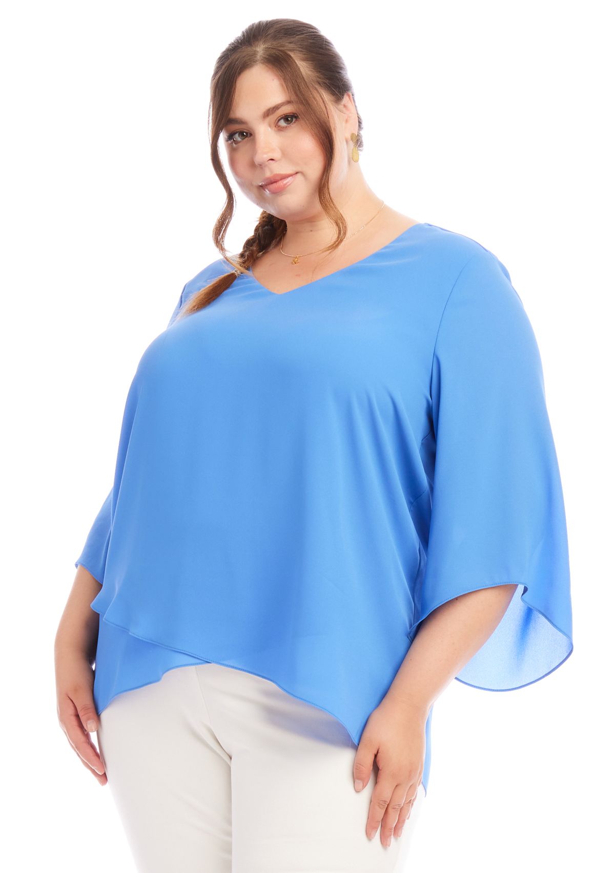 Plus Size Bracelet Sleeve Asymmetric Top
