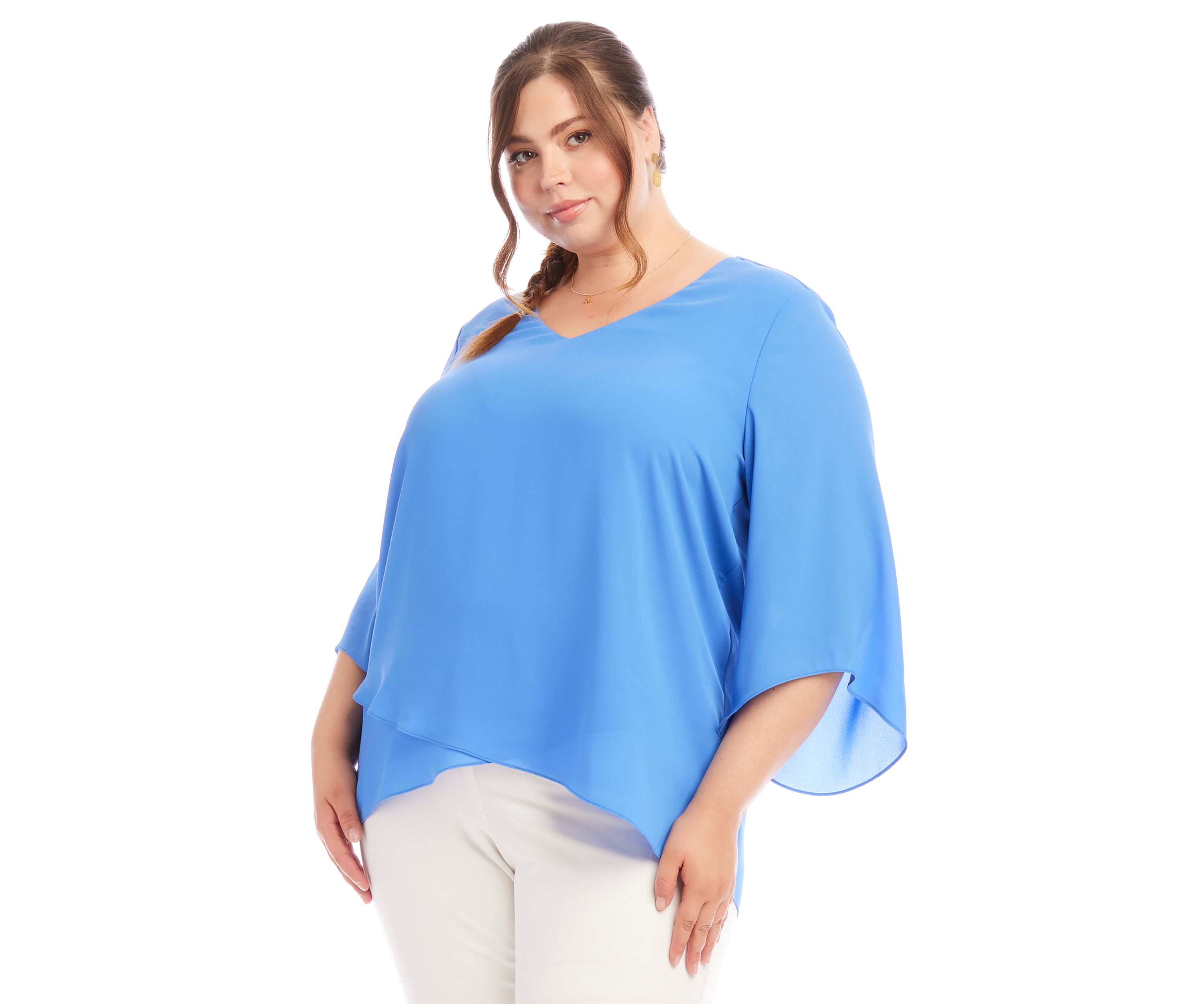 Plus Size Bracelet Sleeve Asymmetric Top