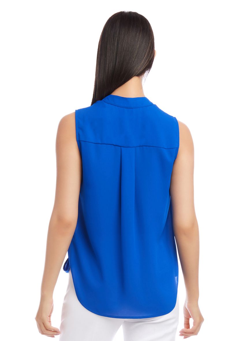 Womens Sleeveless Drape Front Top