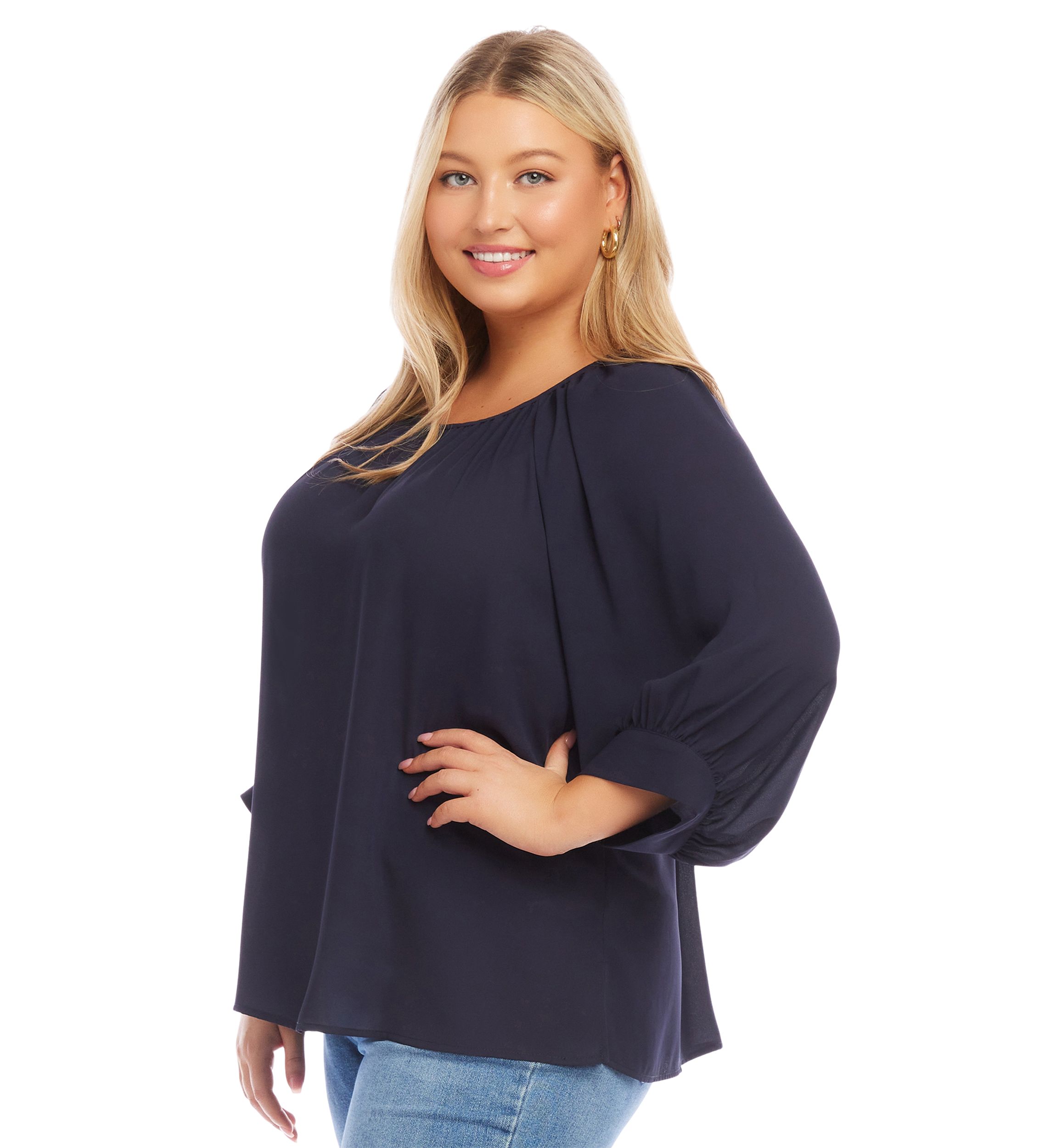 Plus Size Blouson Sleeve Top