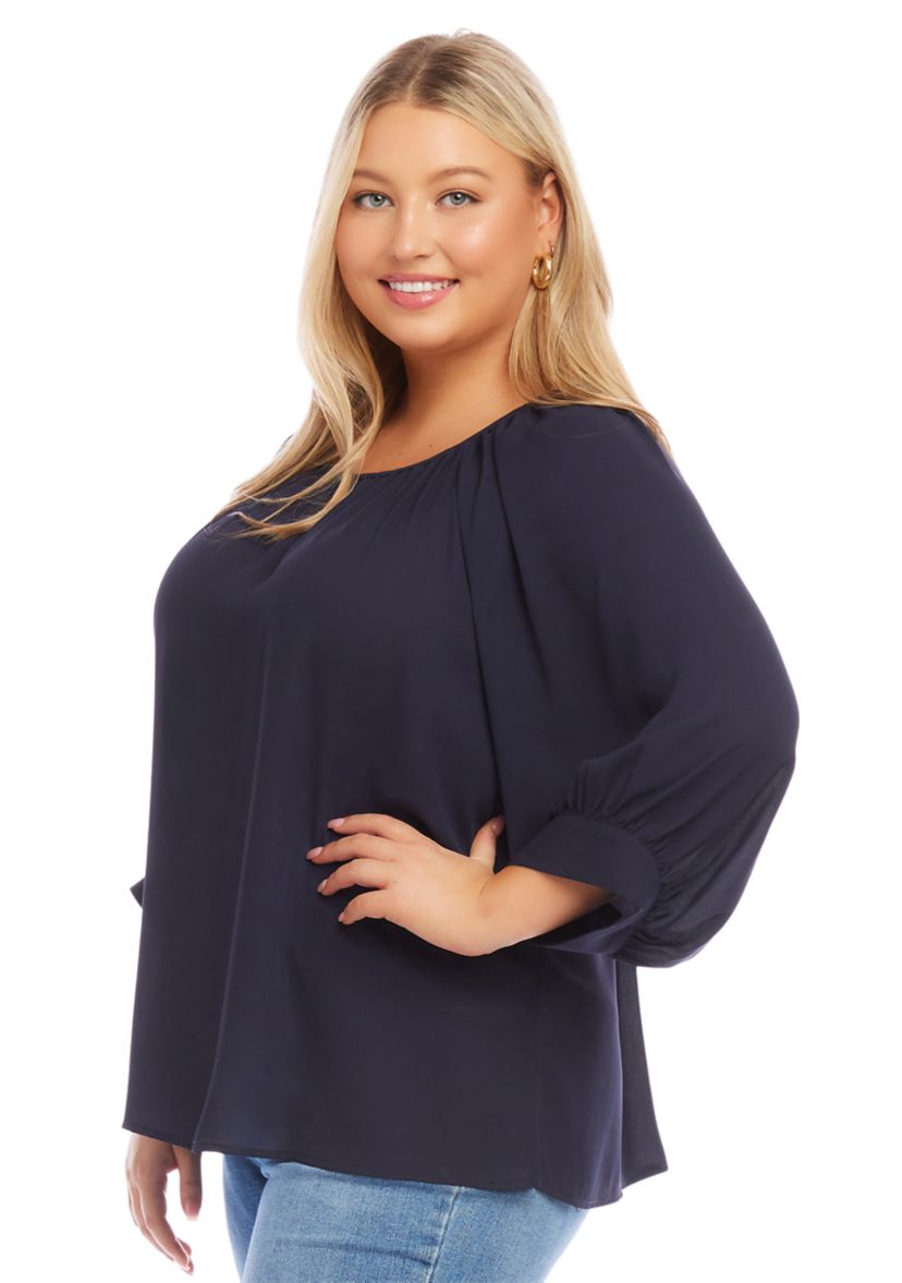 Plus Size Blouson Sleeve Top
