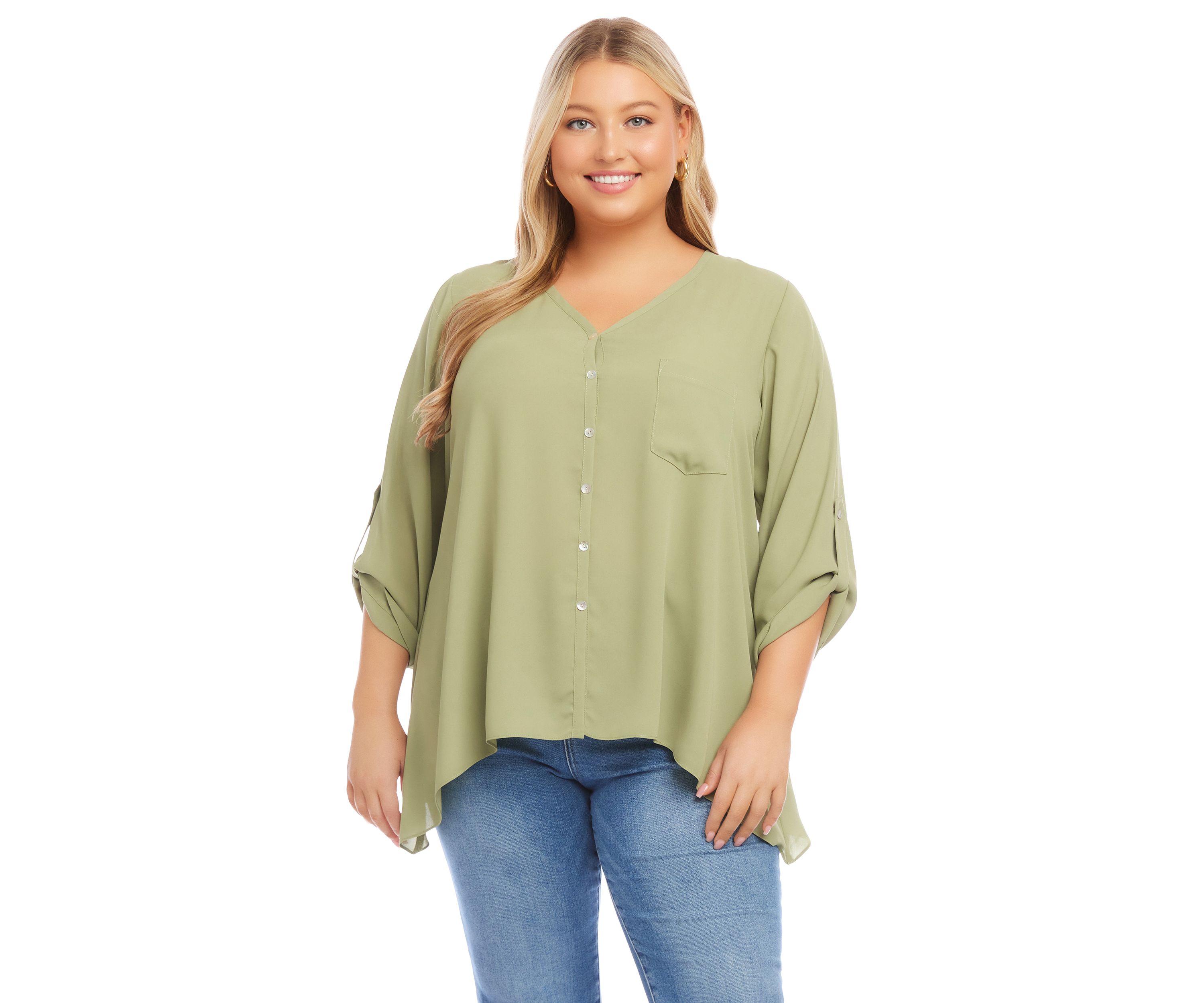 Plus Size Button Up Blouse