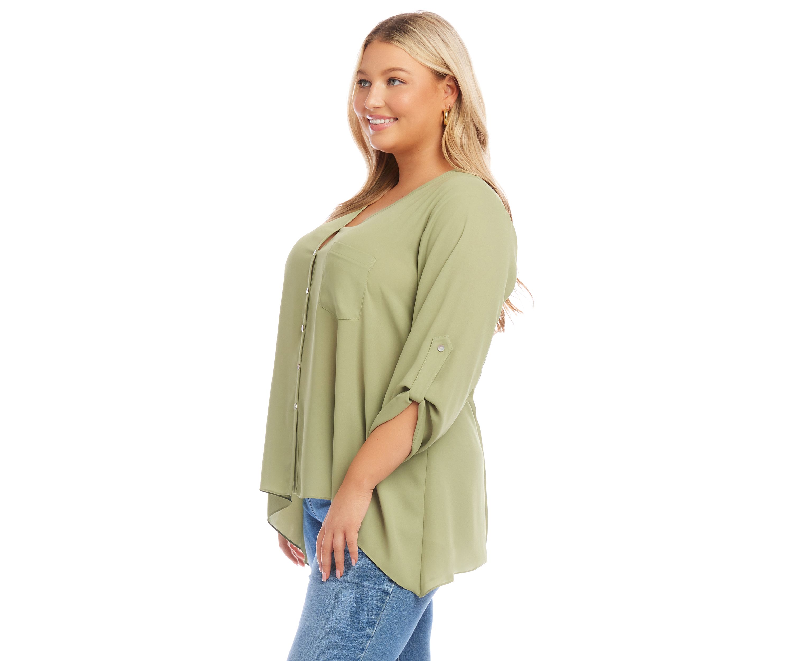 Plus Size Button Up Blouse