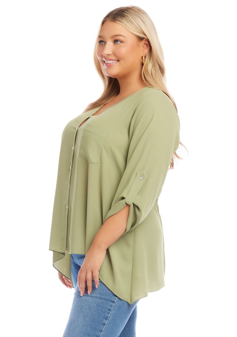 Plus Size Button Up Blouse