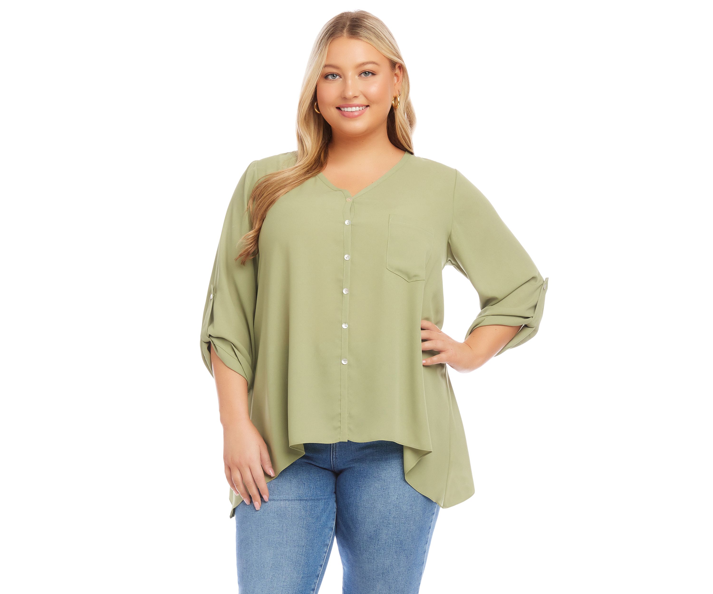 Plus Size Button Up Blouse