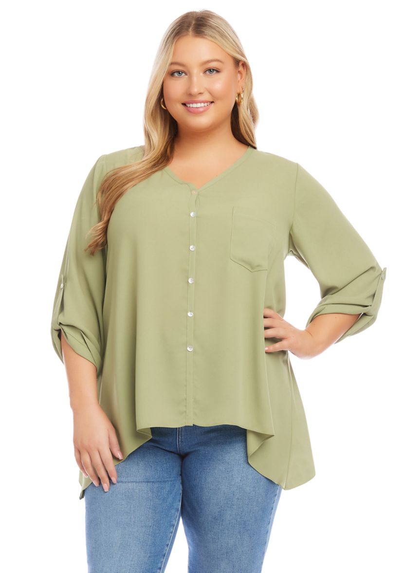 Plus Size Button Up Blouse