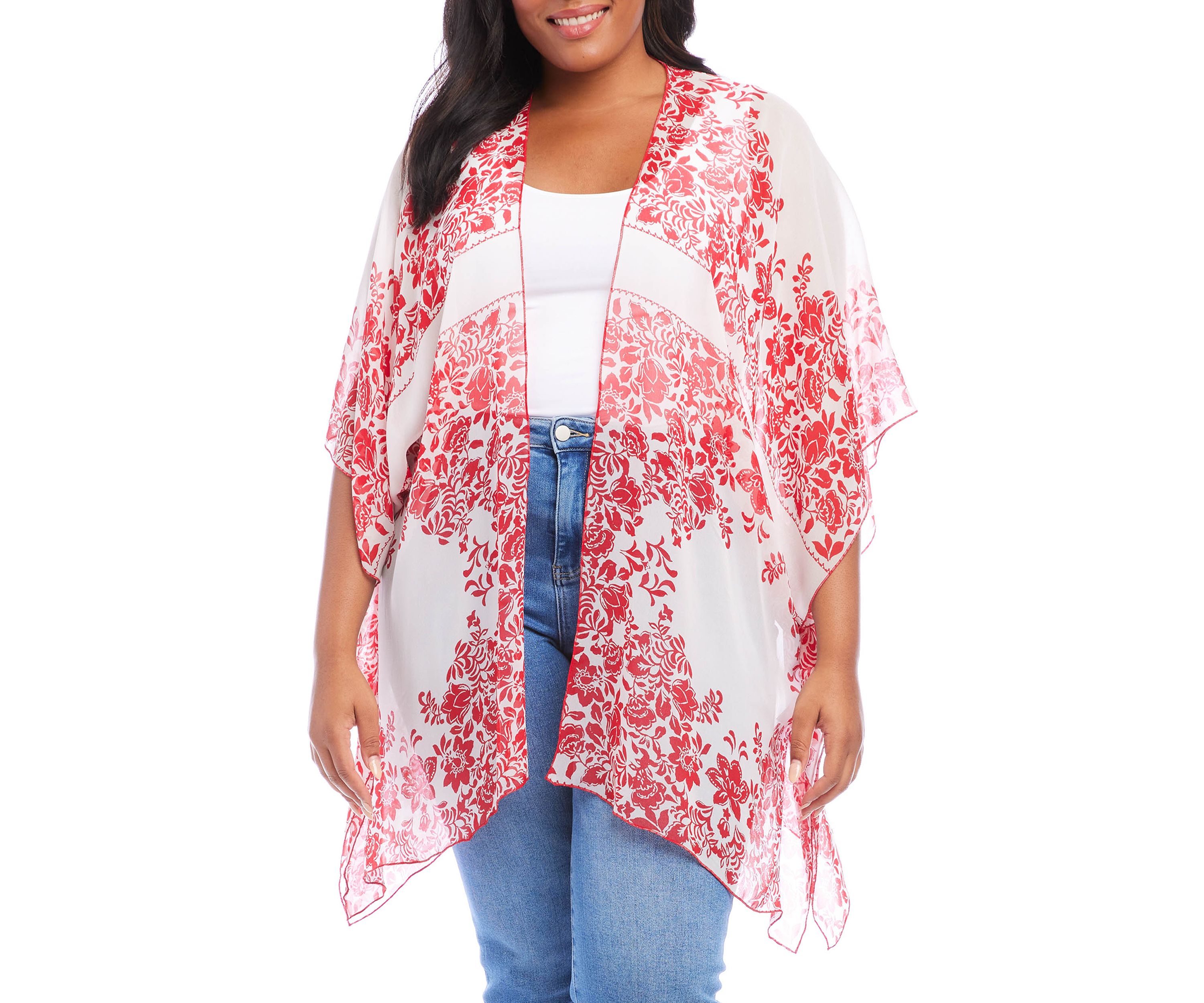 Plus Size Open Front Kimono 