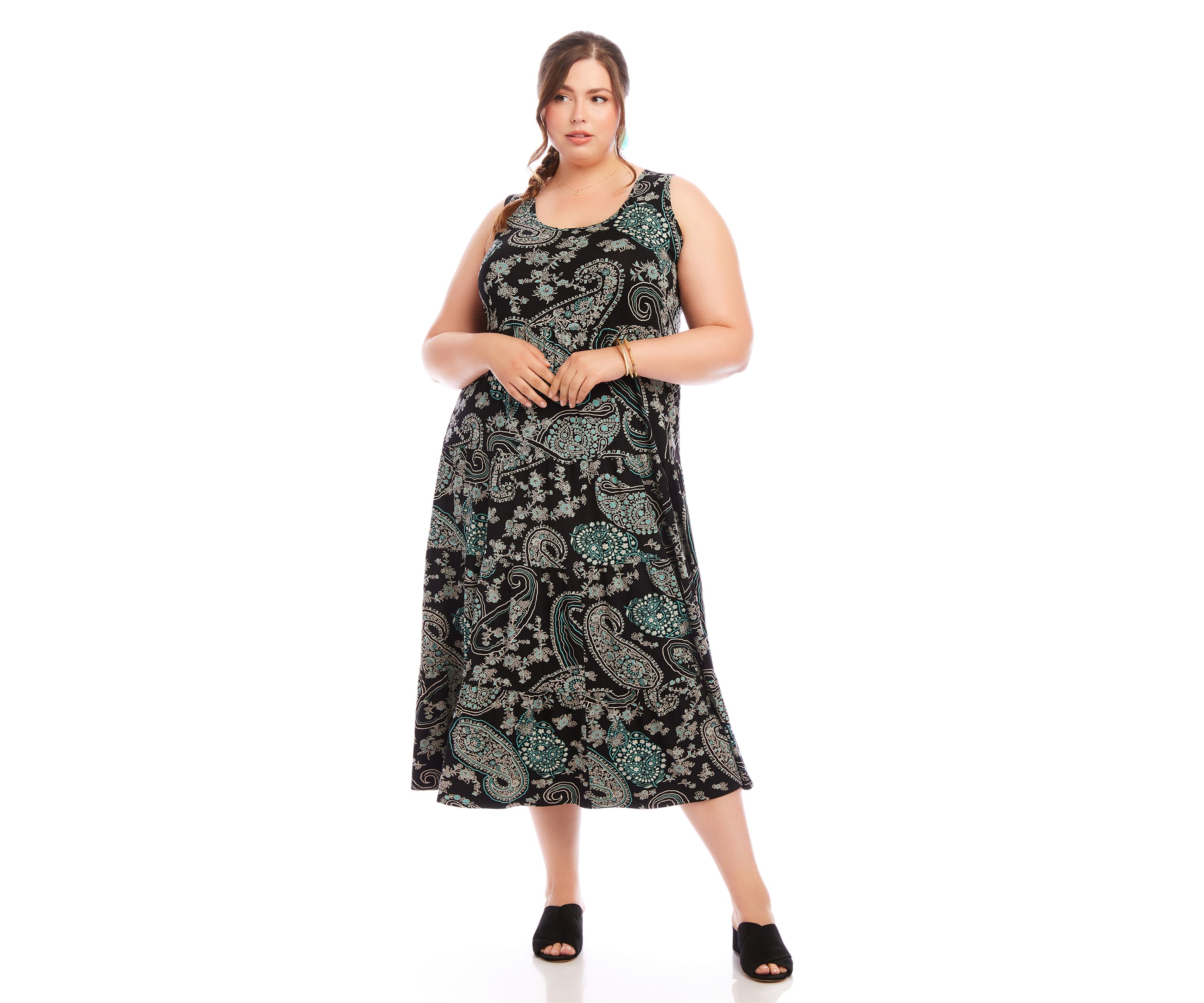 Plus Size Sleeveless Tiered Midi Dress