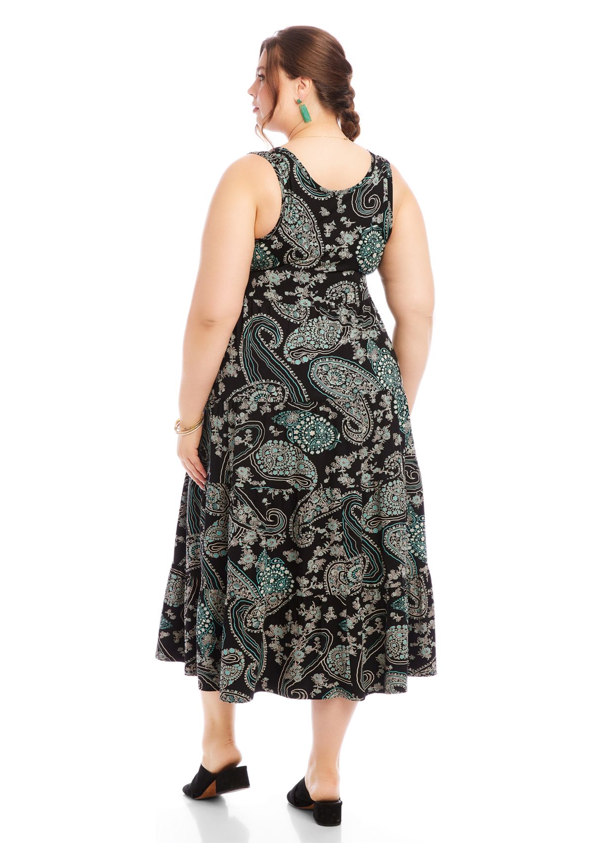Plus Size Sleeveless Tiered Midi Dress