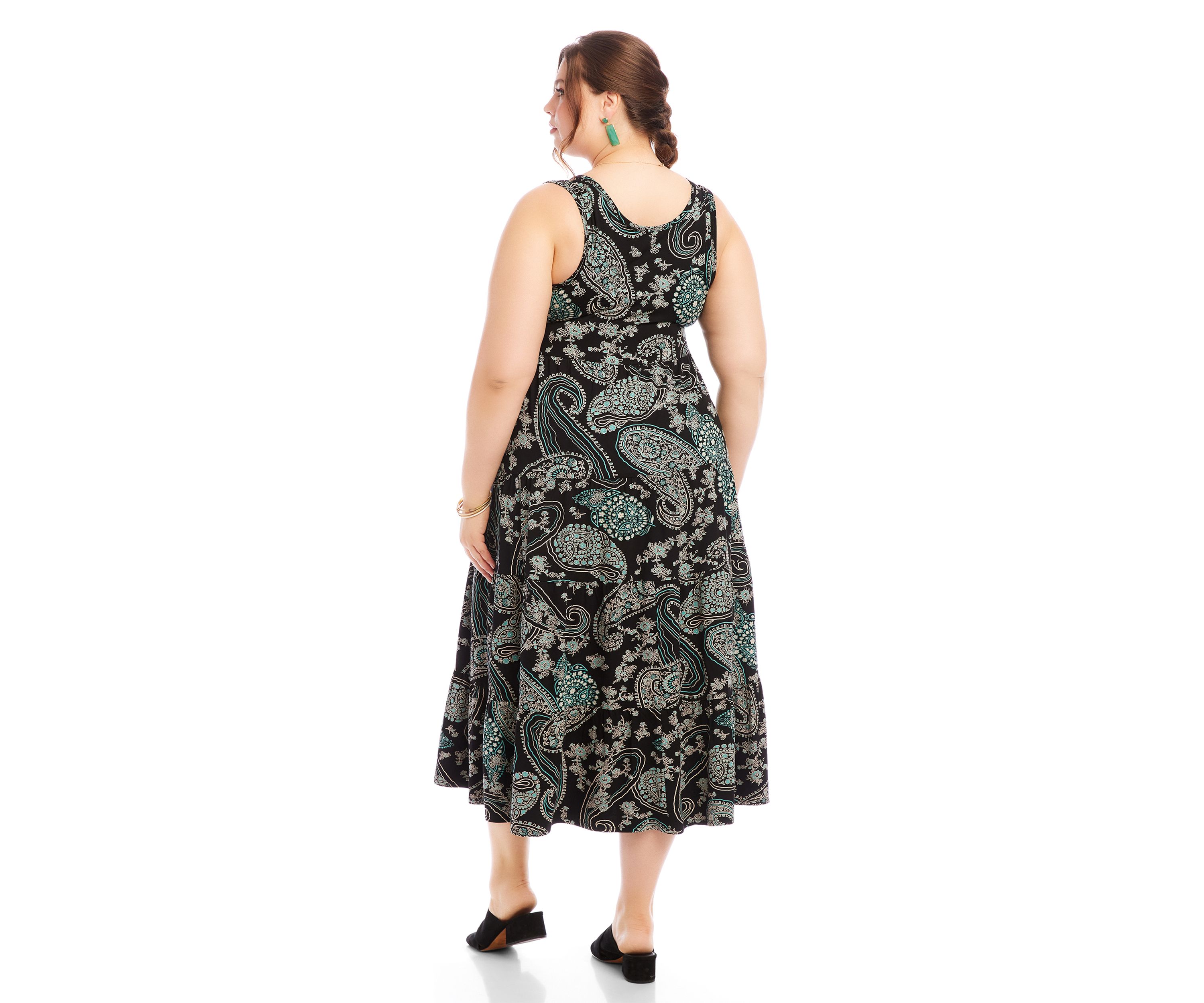 Plus Size Sleeveless Tiered Midi Dress