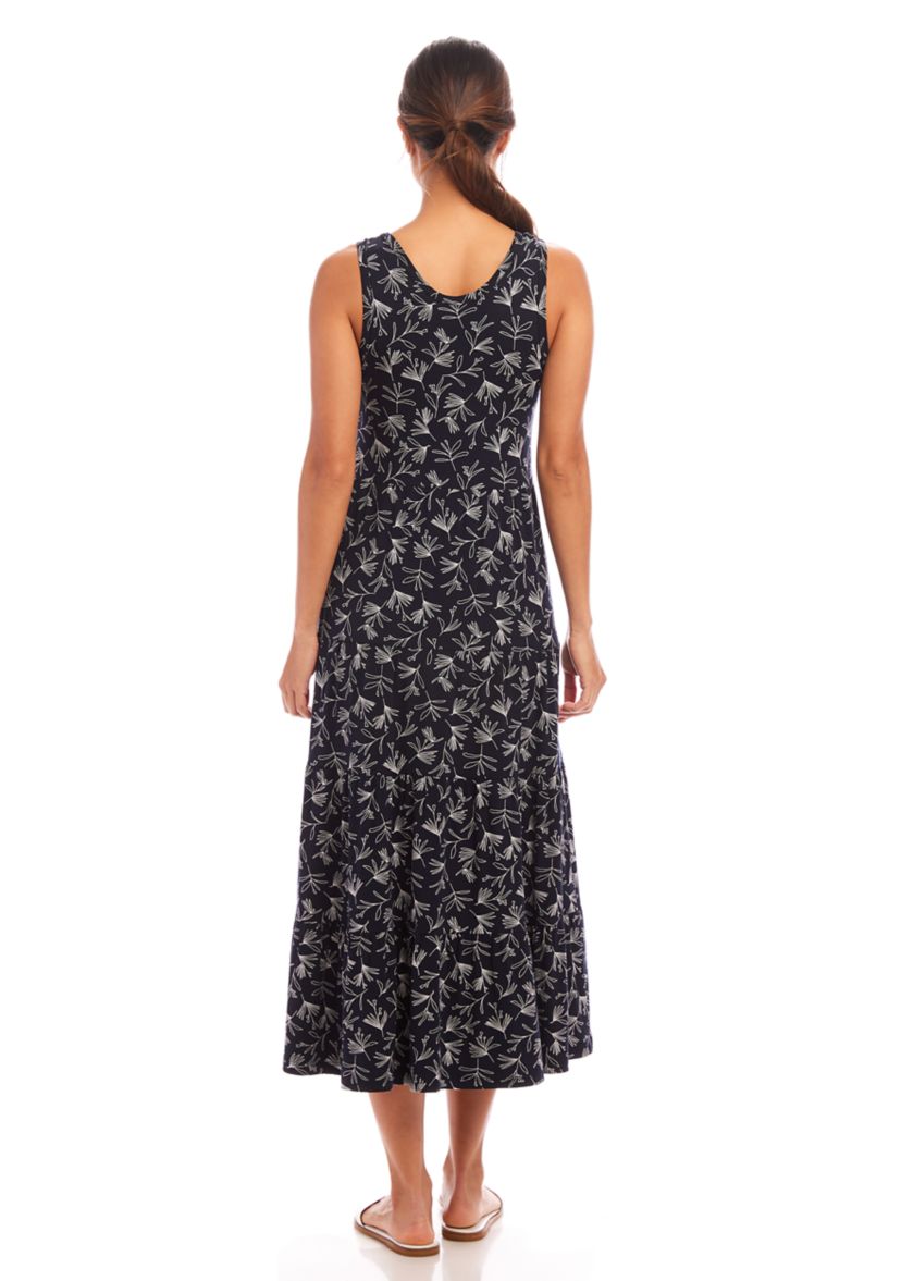 Womens Sleeveless Tiered Midi Dress