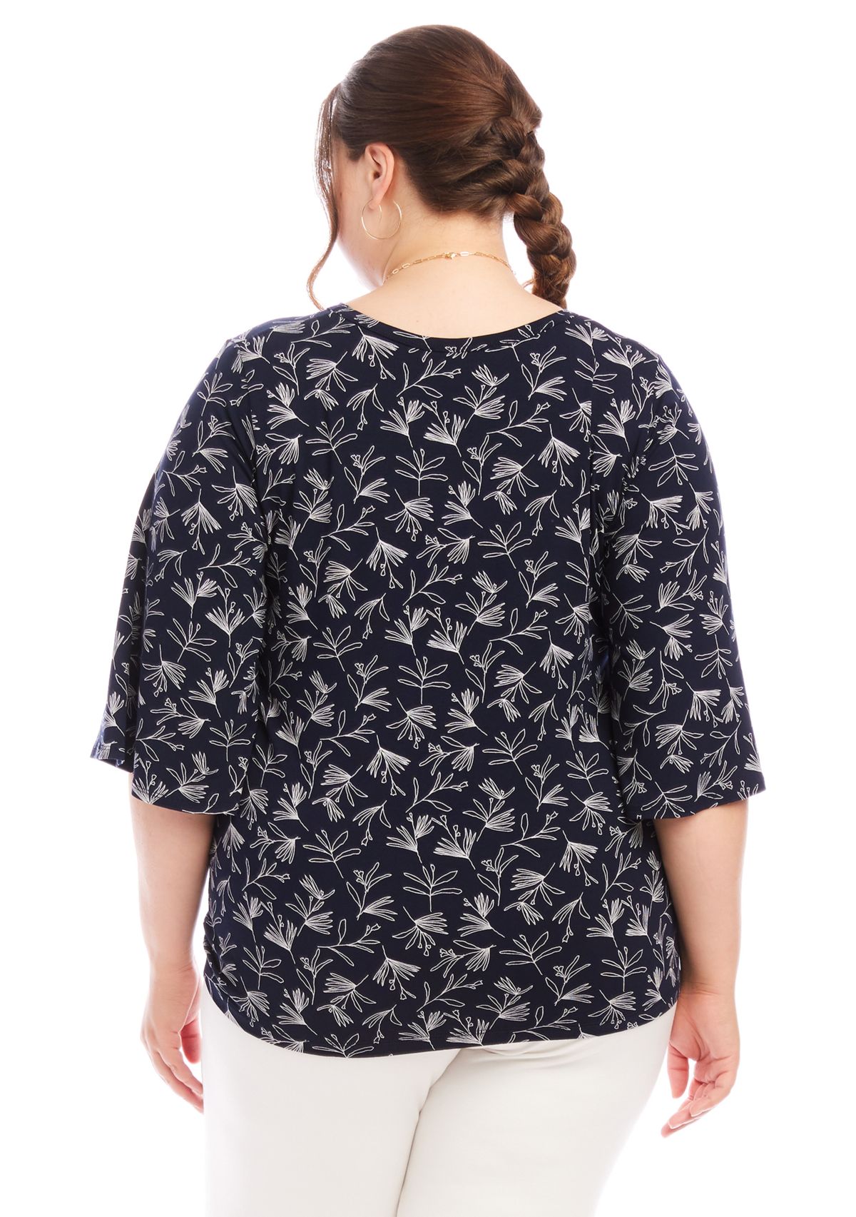 Plus Size Flare Sleeve Pick Up Top
