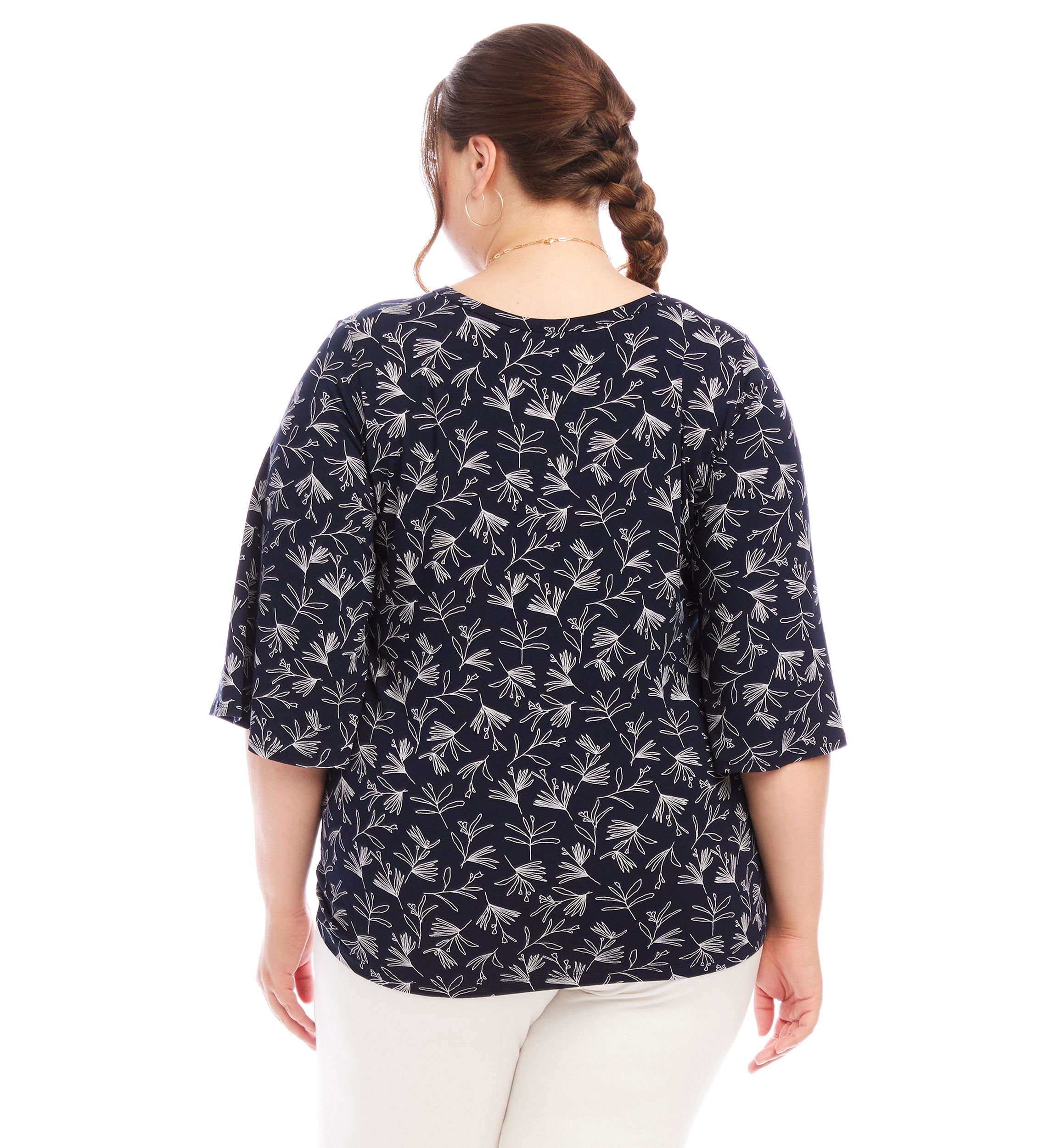 Plus Size Flare Sleeve Pick Up Top