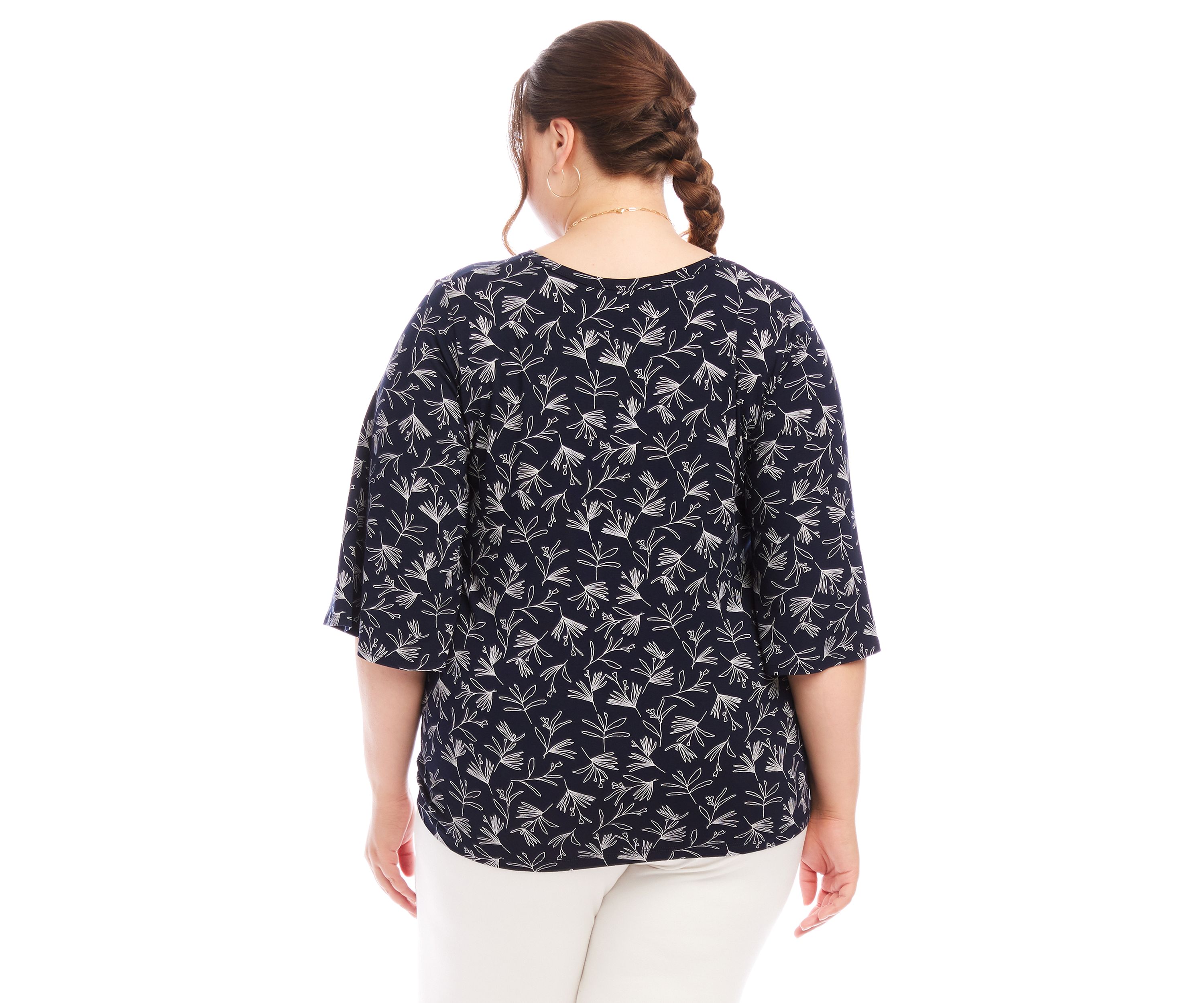 Plus Size Flare Sleeve Pick Up Top