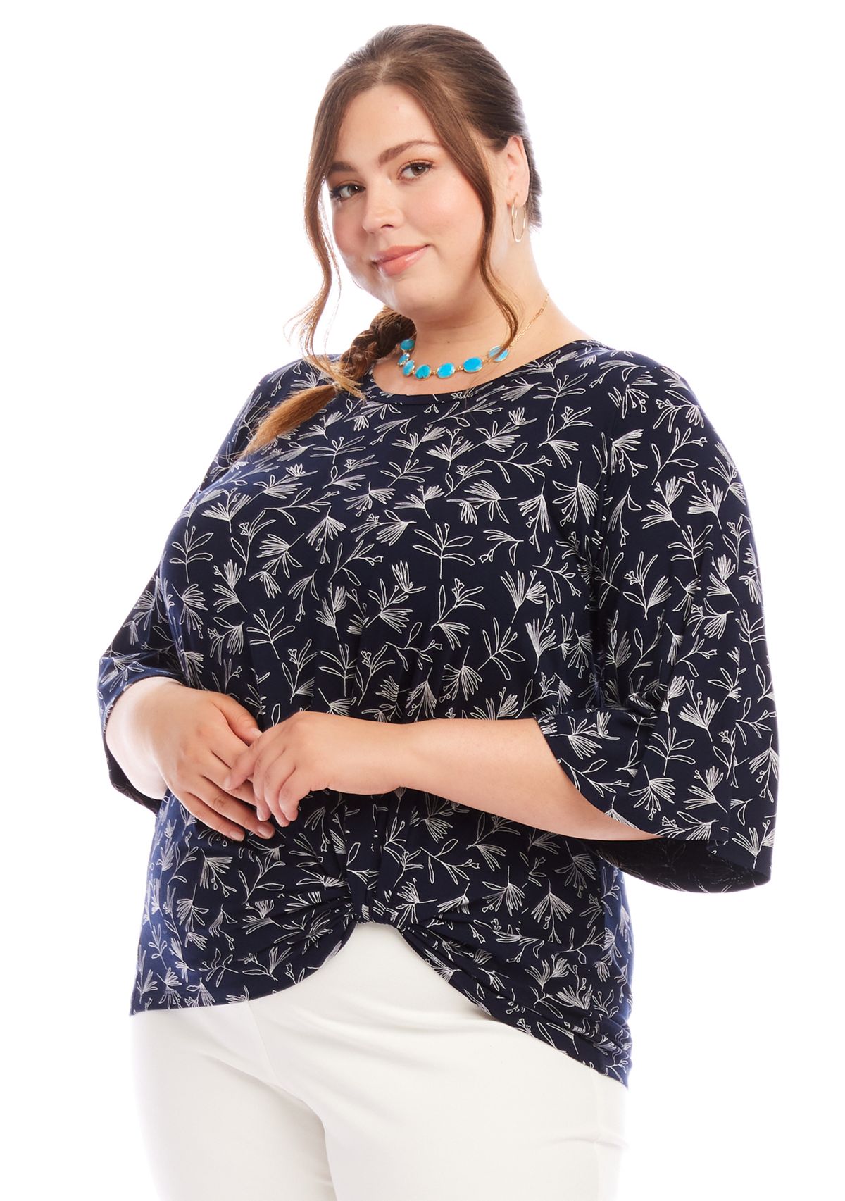 Plus Size Flare Sleeve Pick Up Top