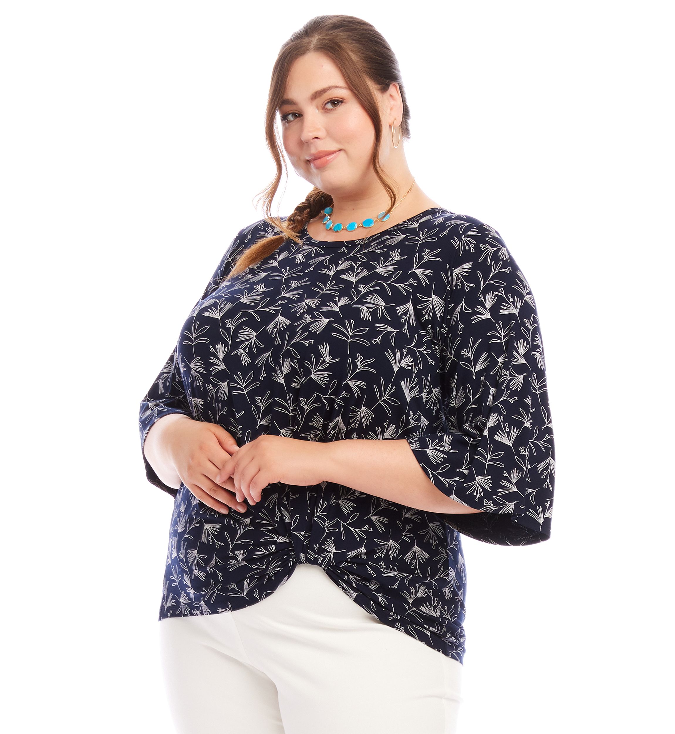 Plus Size Flare Sleeve Pick Up Top