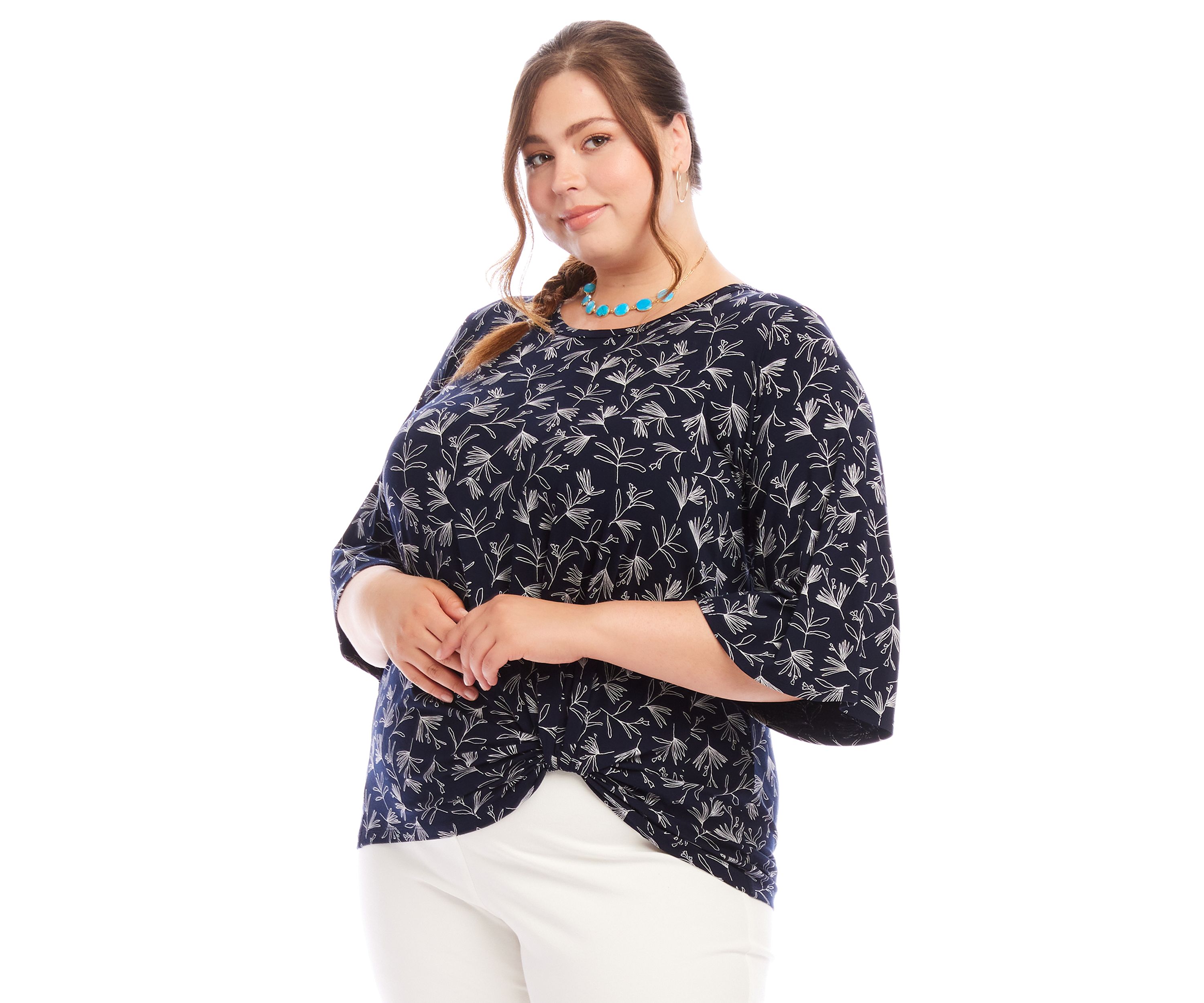 Plus Size Flare Sleeve Pick Up Top