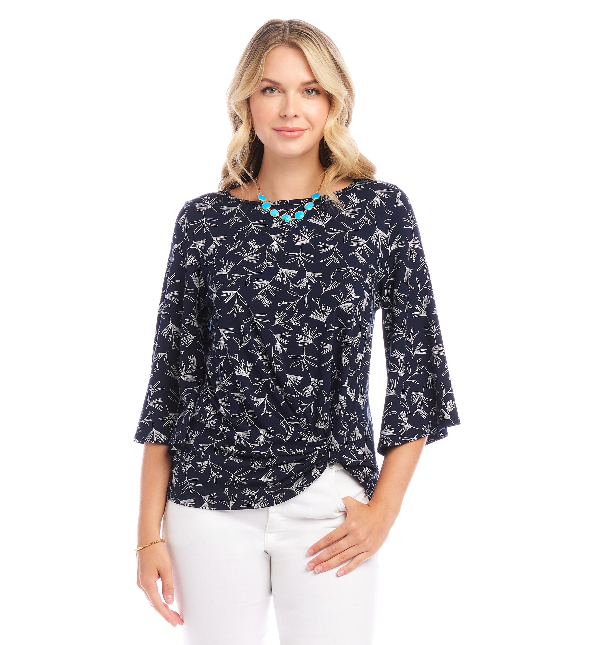 Womens Flare Sleeve Pick-Up Top