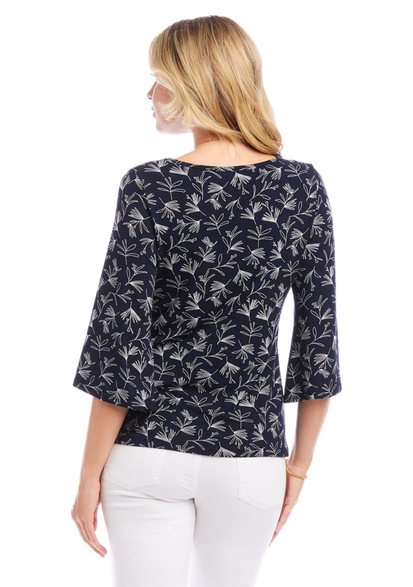Womens Flare Sleeve Pick-Up Top