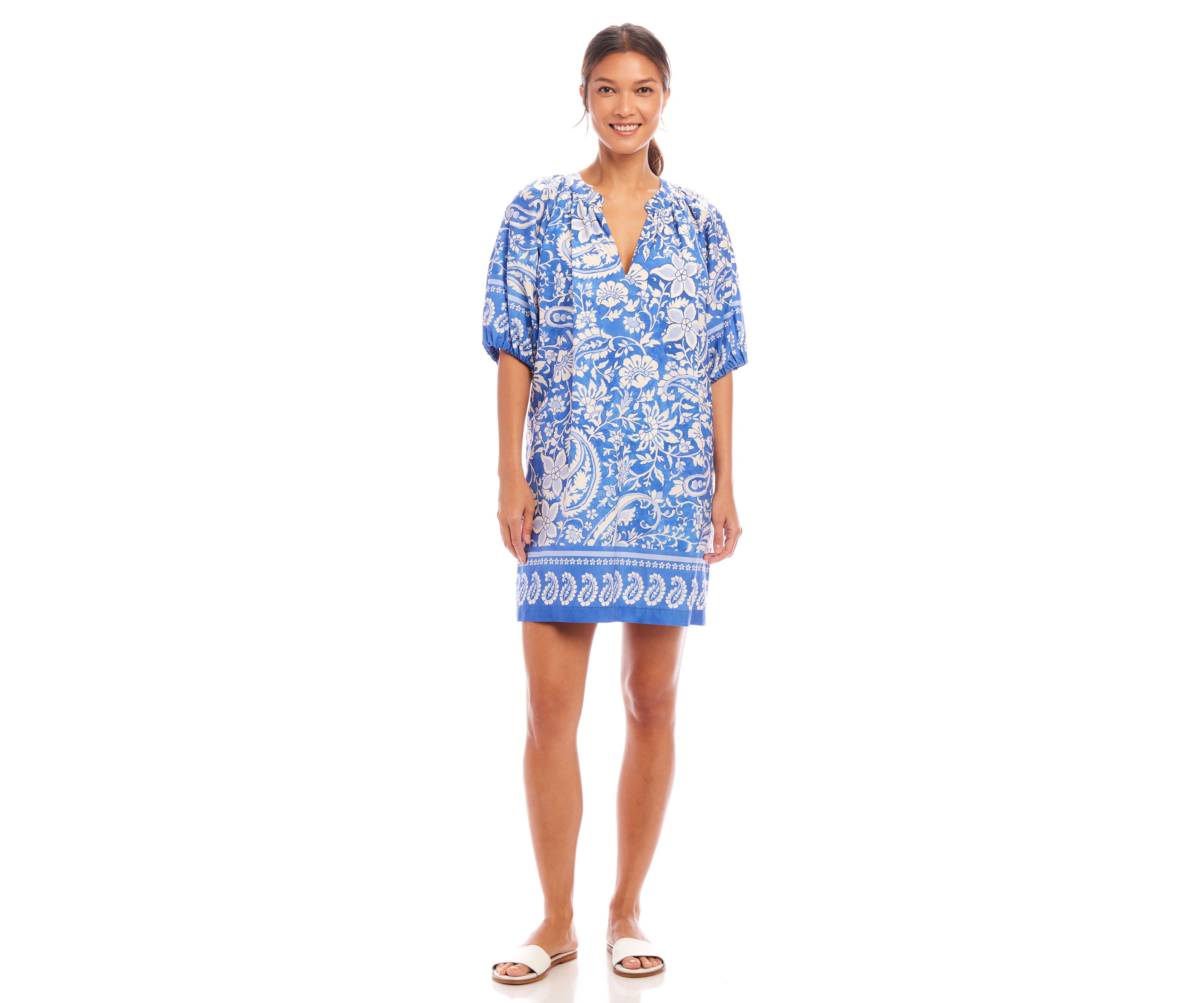 Womens Puff Sleeve Peasant Dress