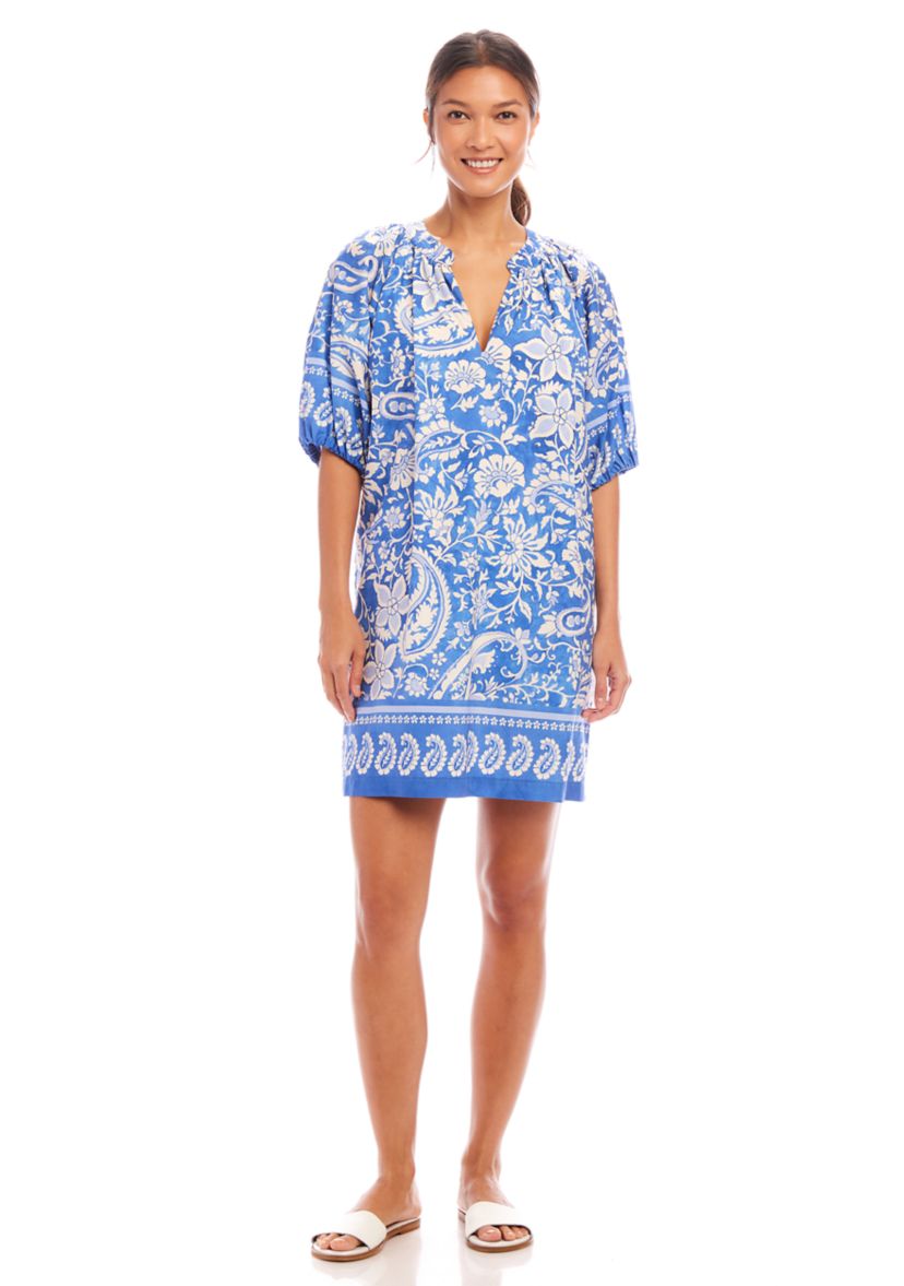 Womens Puff Sleeve Peasant Dress