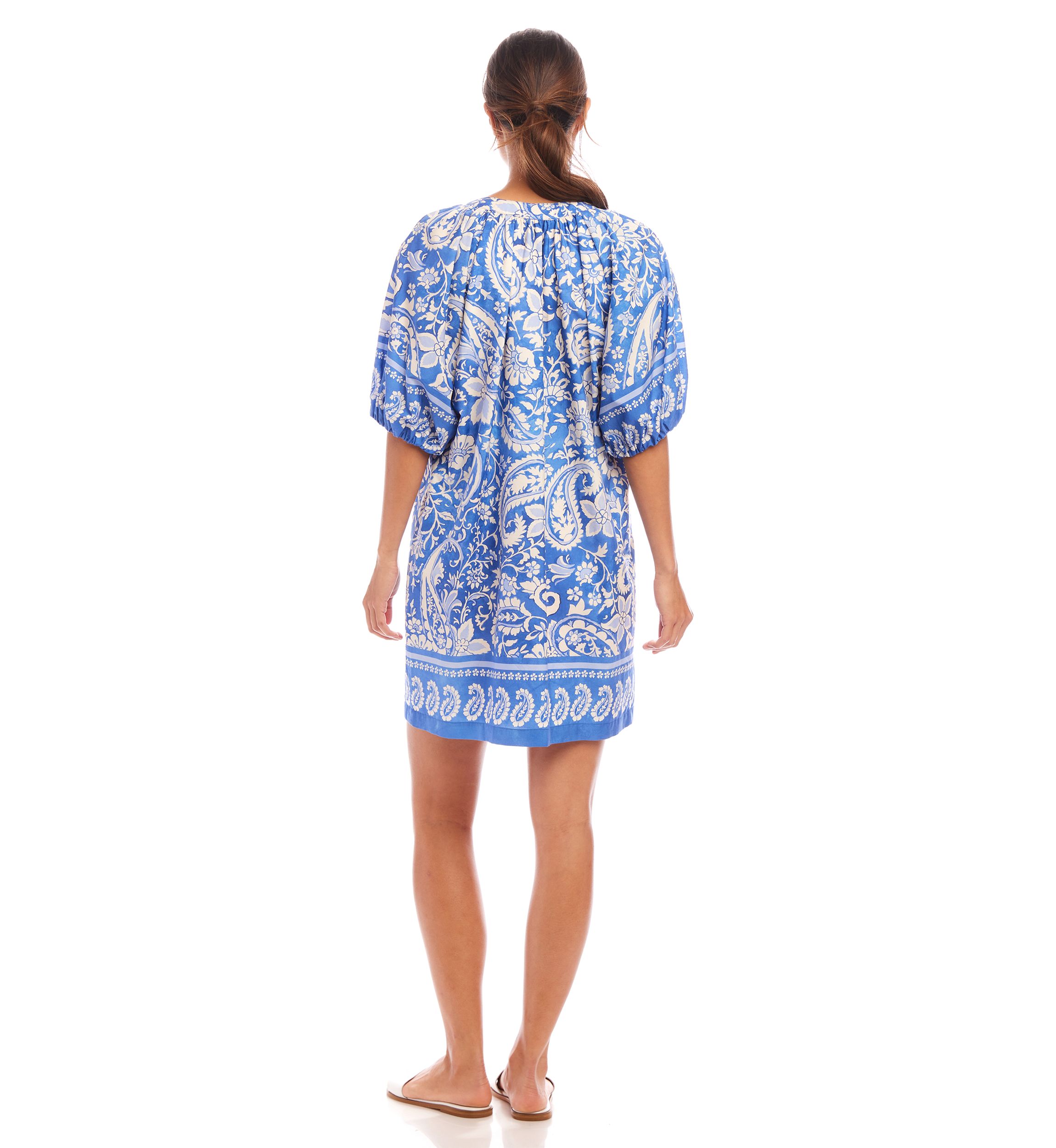 Womens Puff Sleeve Peasant Dress