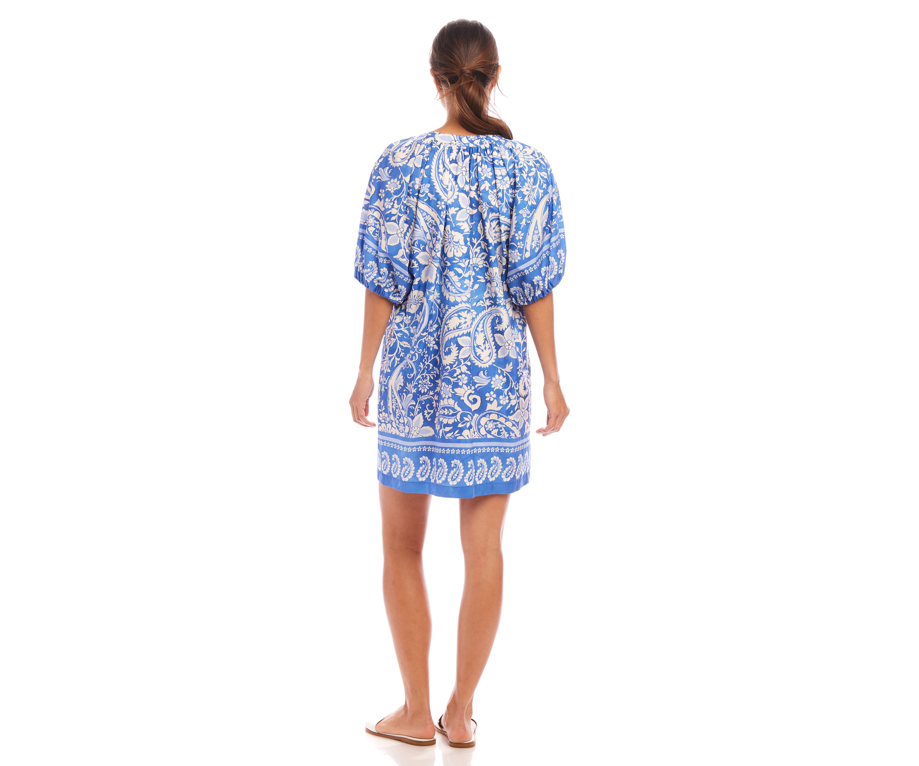 Womens Puff Sleeve Peasant Dress