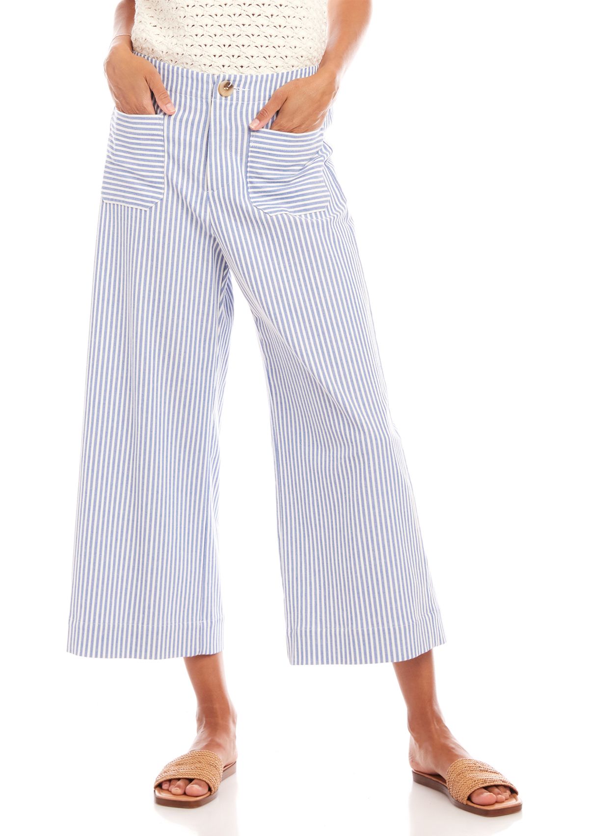Womens Stripe Cropped Pants