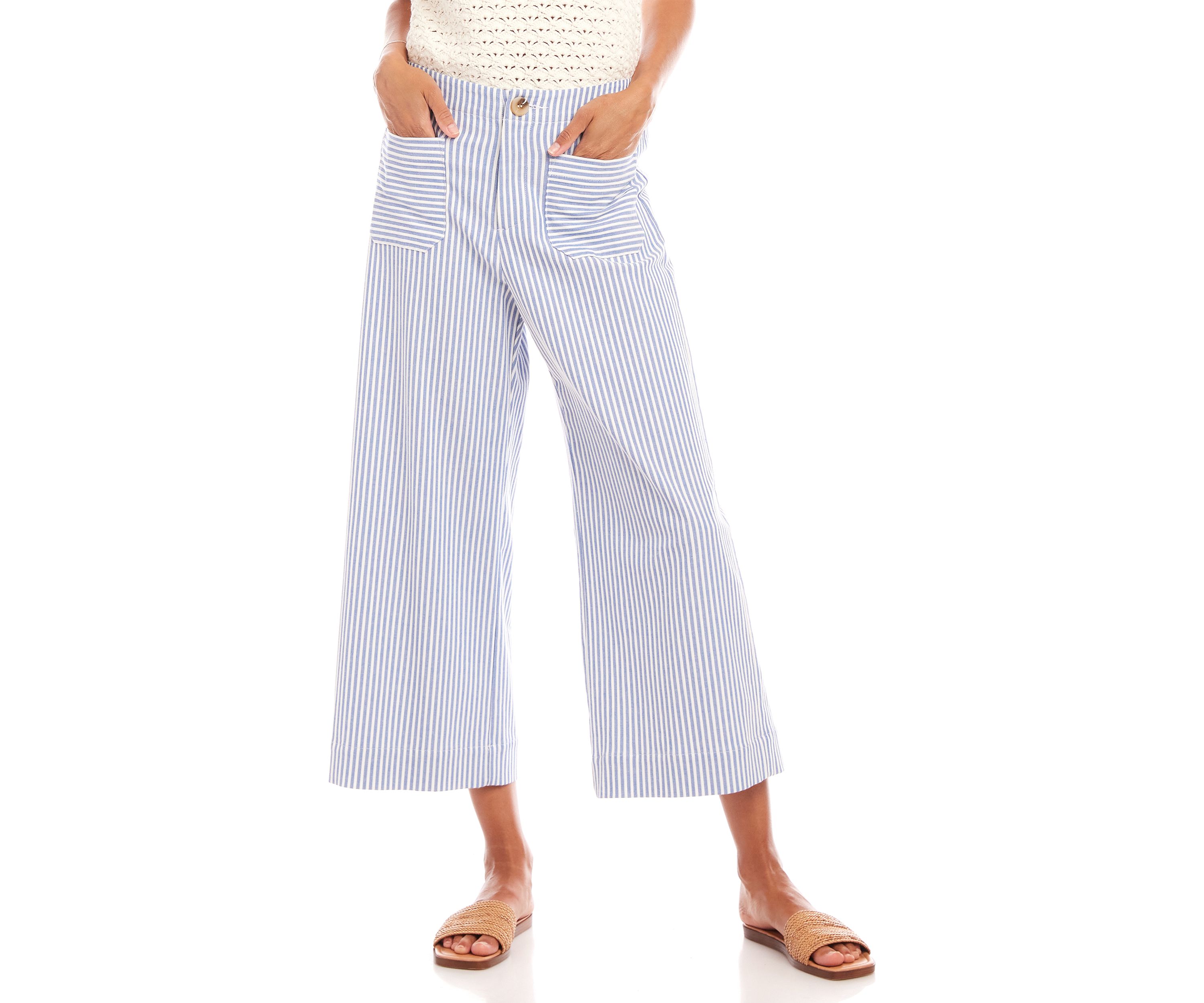 Womens Stripe Cropped Pants