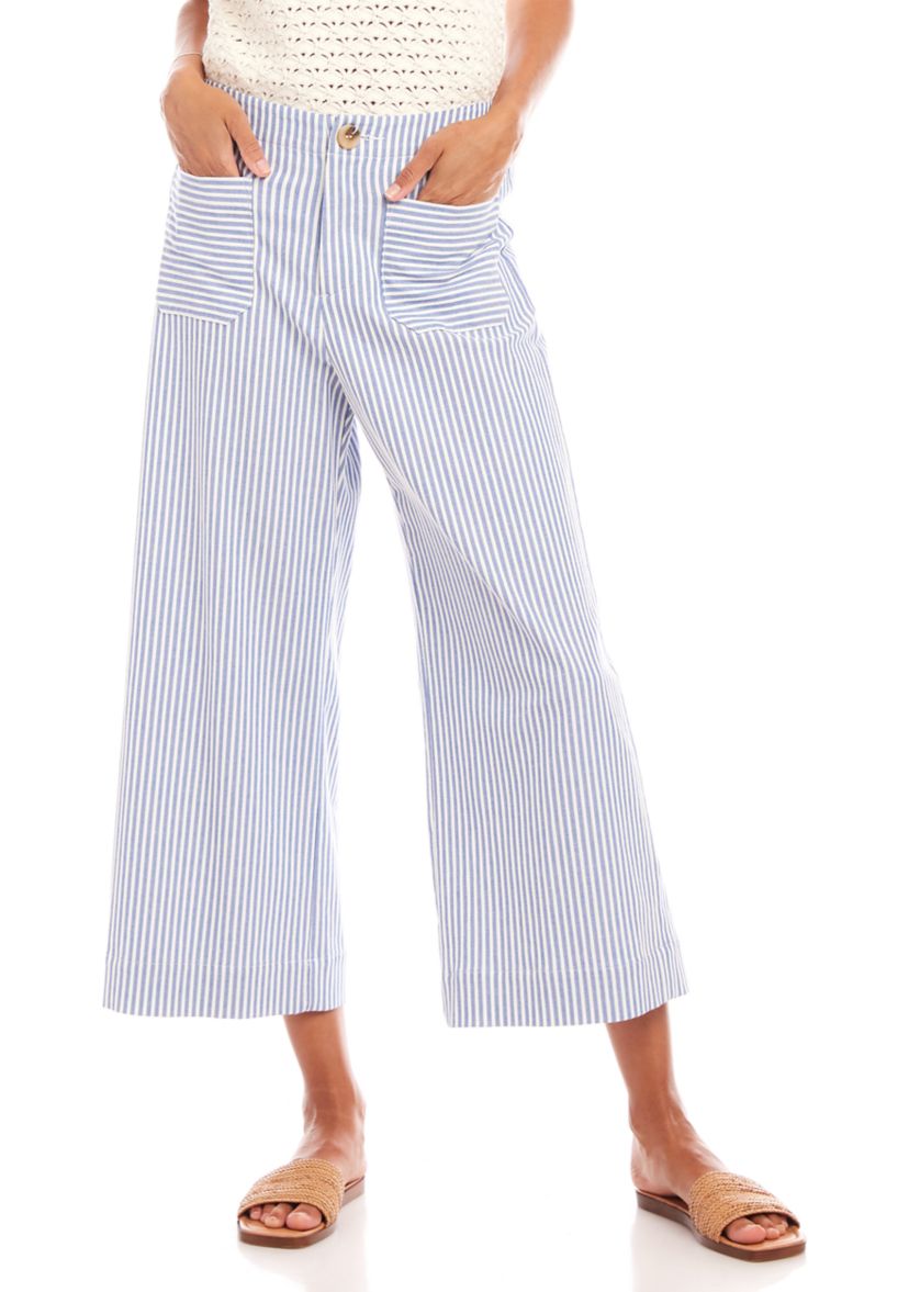 Womens Stripe Cropped Pants