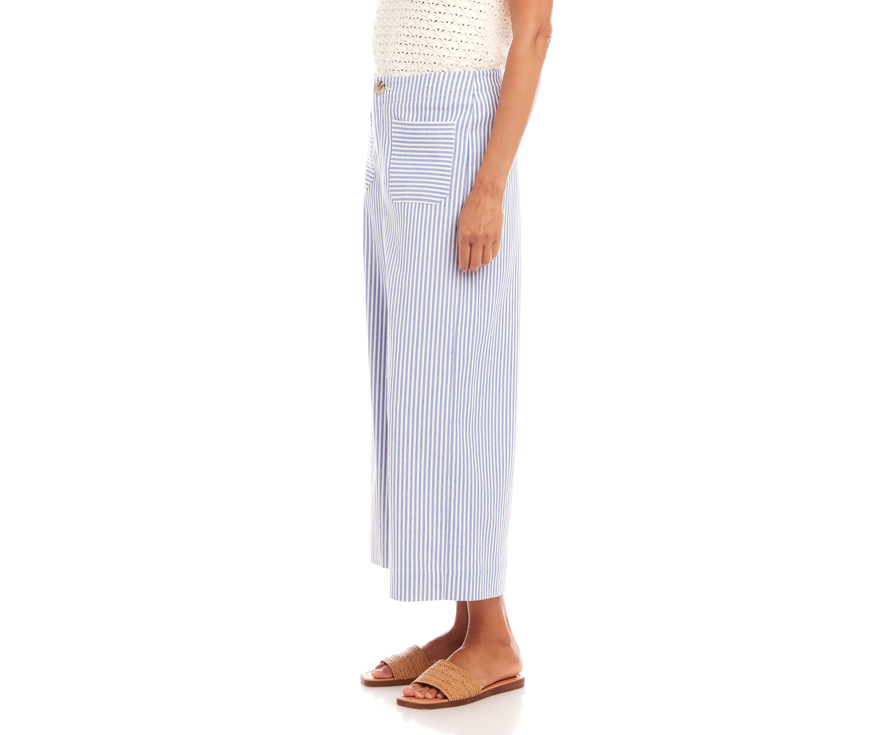 Womens Stripe Cropped Pants