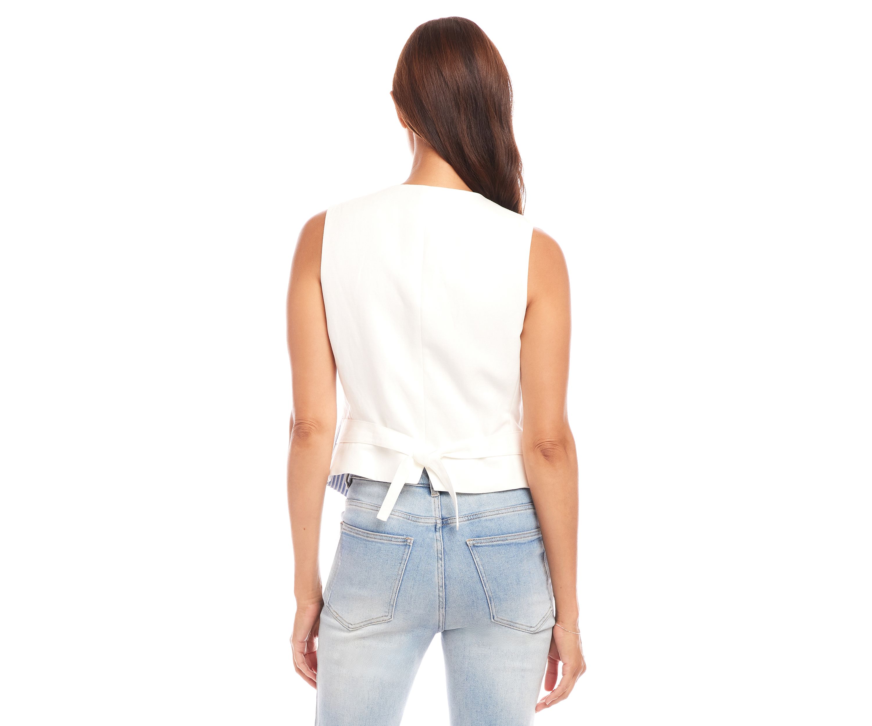 Womens Stripe Button-Up Vest