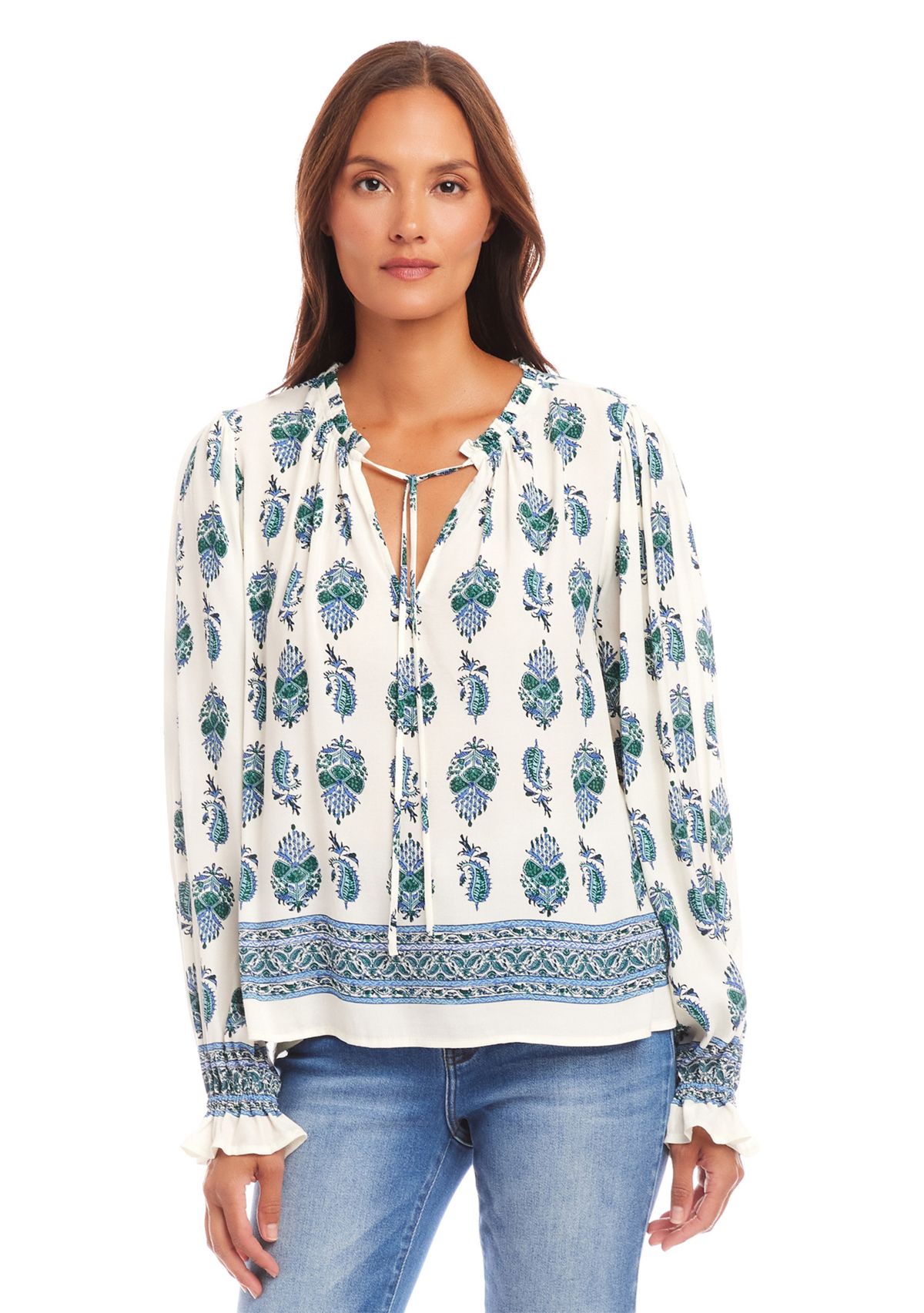 Womens Long Sleeve Peasant Top