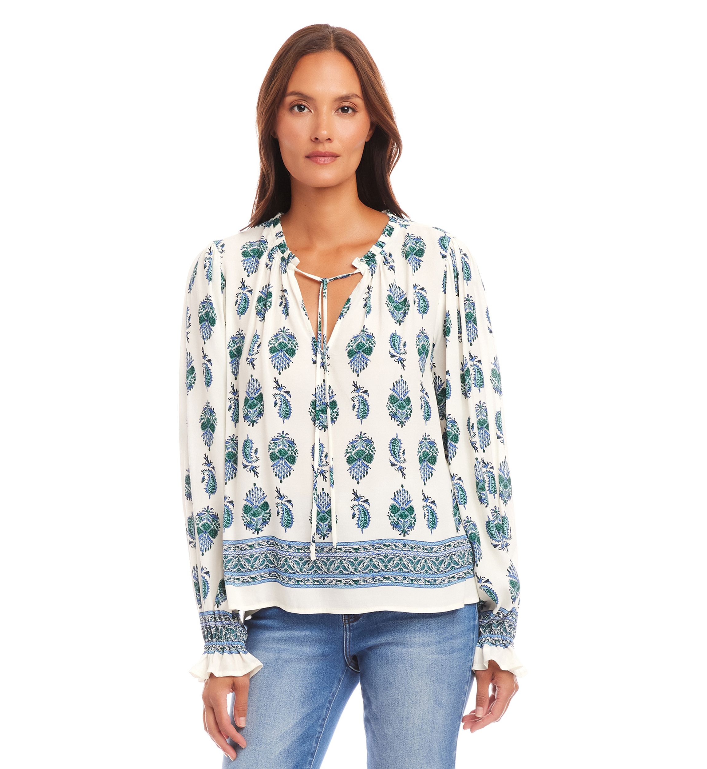 Womens Long Sleeve Peasant Top