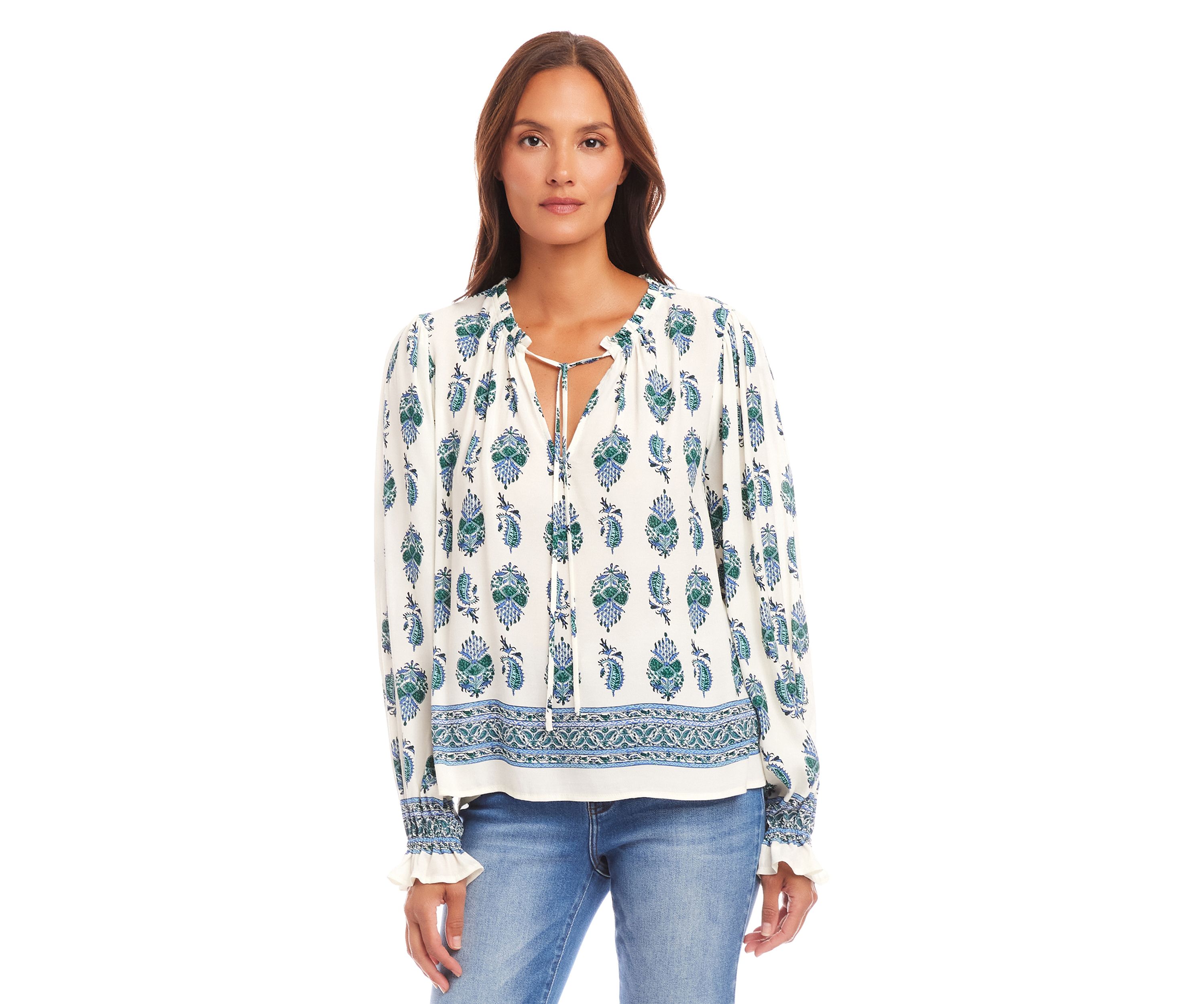 Womens Long Sleeve Peasant Top