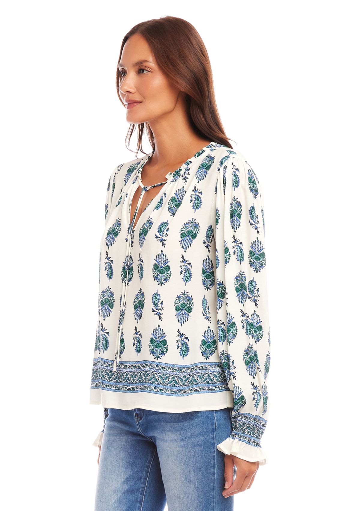 Womens Long Sleeve Peasant Top