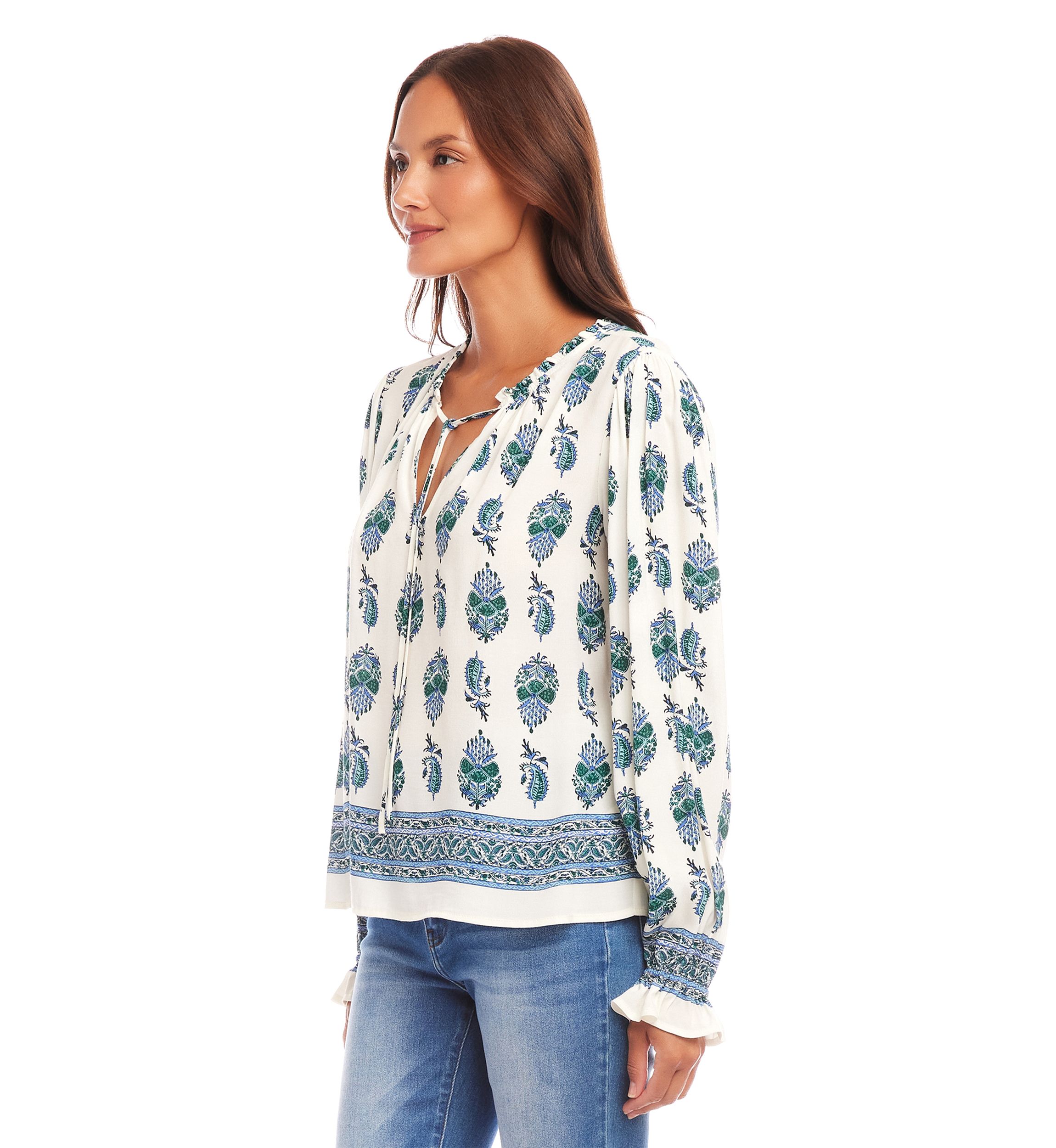 Womens Long Sleeve Peasant Top