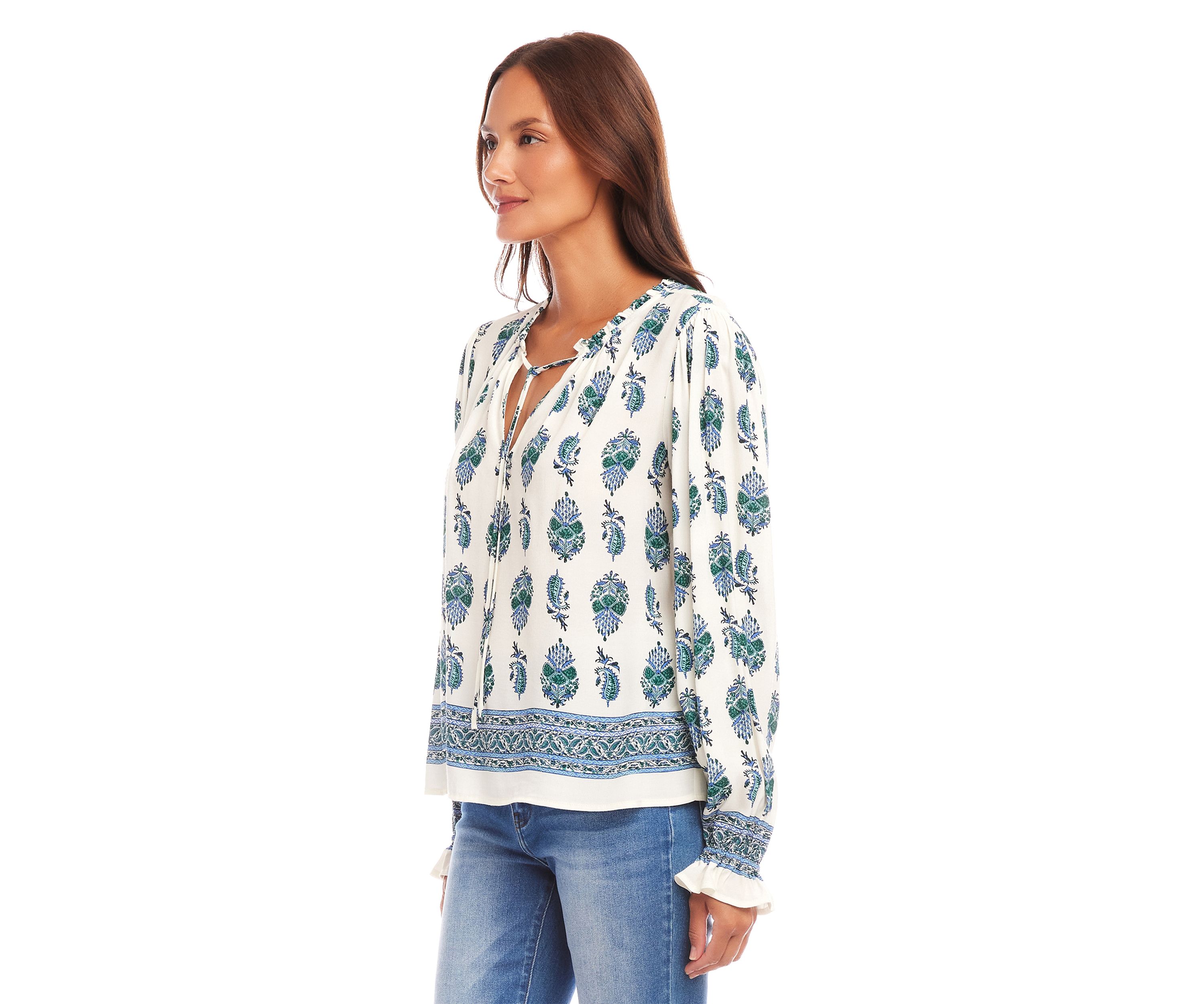 Womens Long Sleeve Peasant Top
