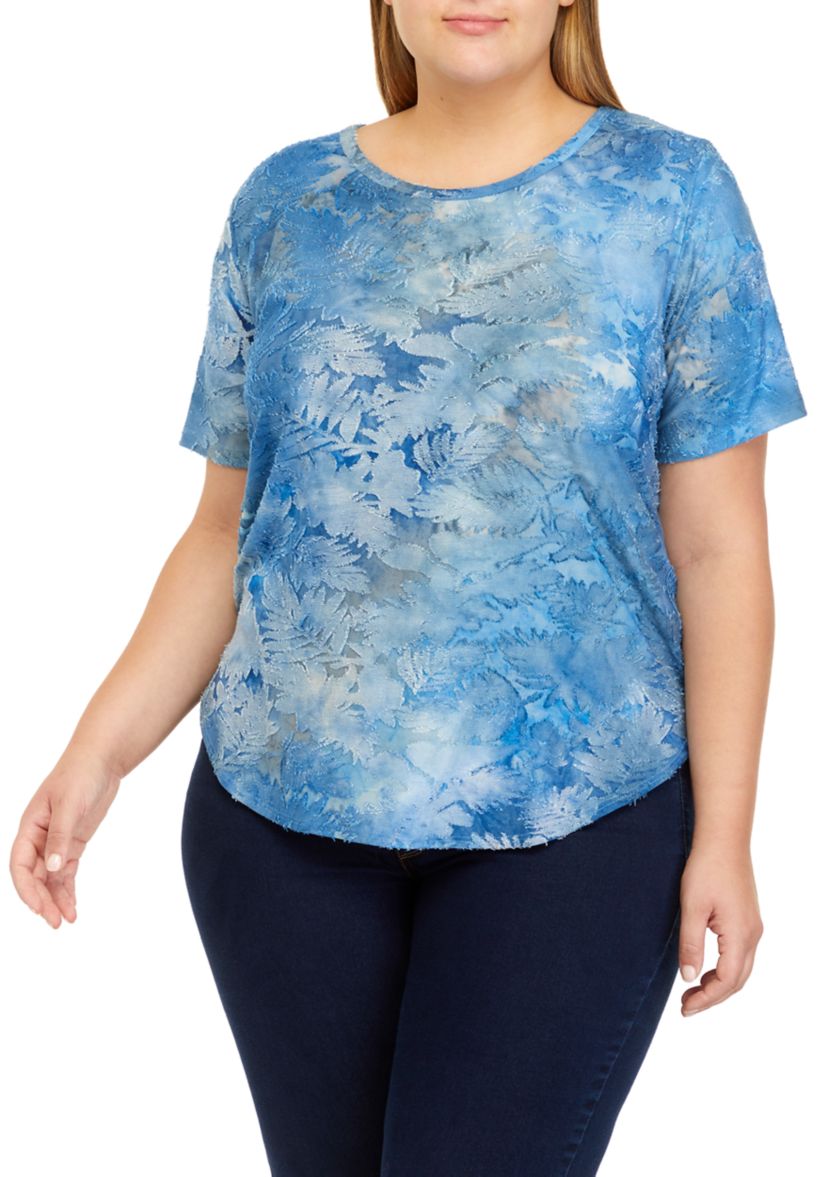Plus Size Short Sleeve Shirttail Top 