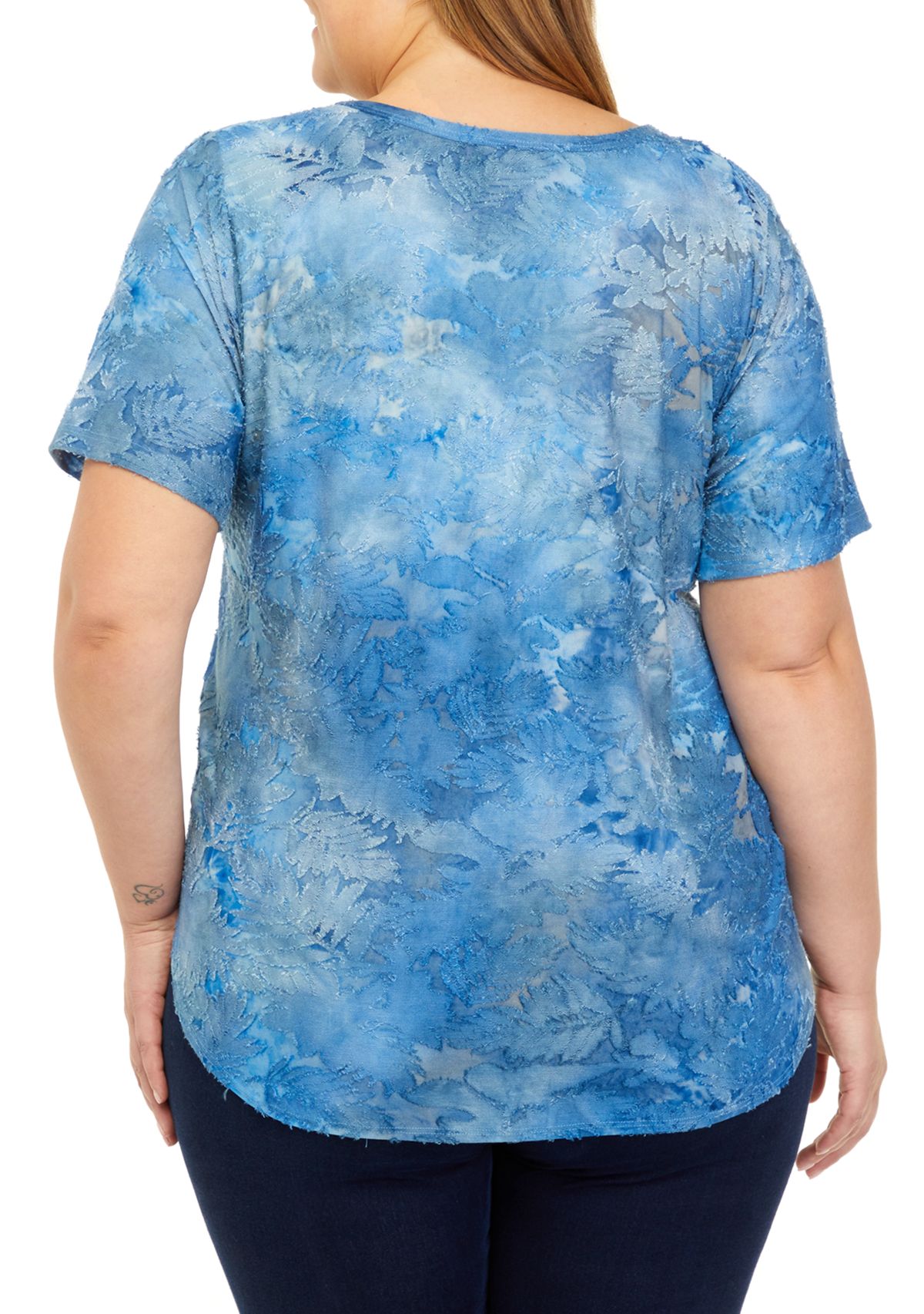 Plus Size Short Sleeve Shirttail Top 