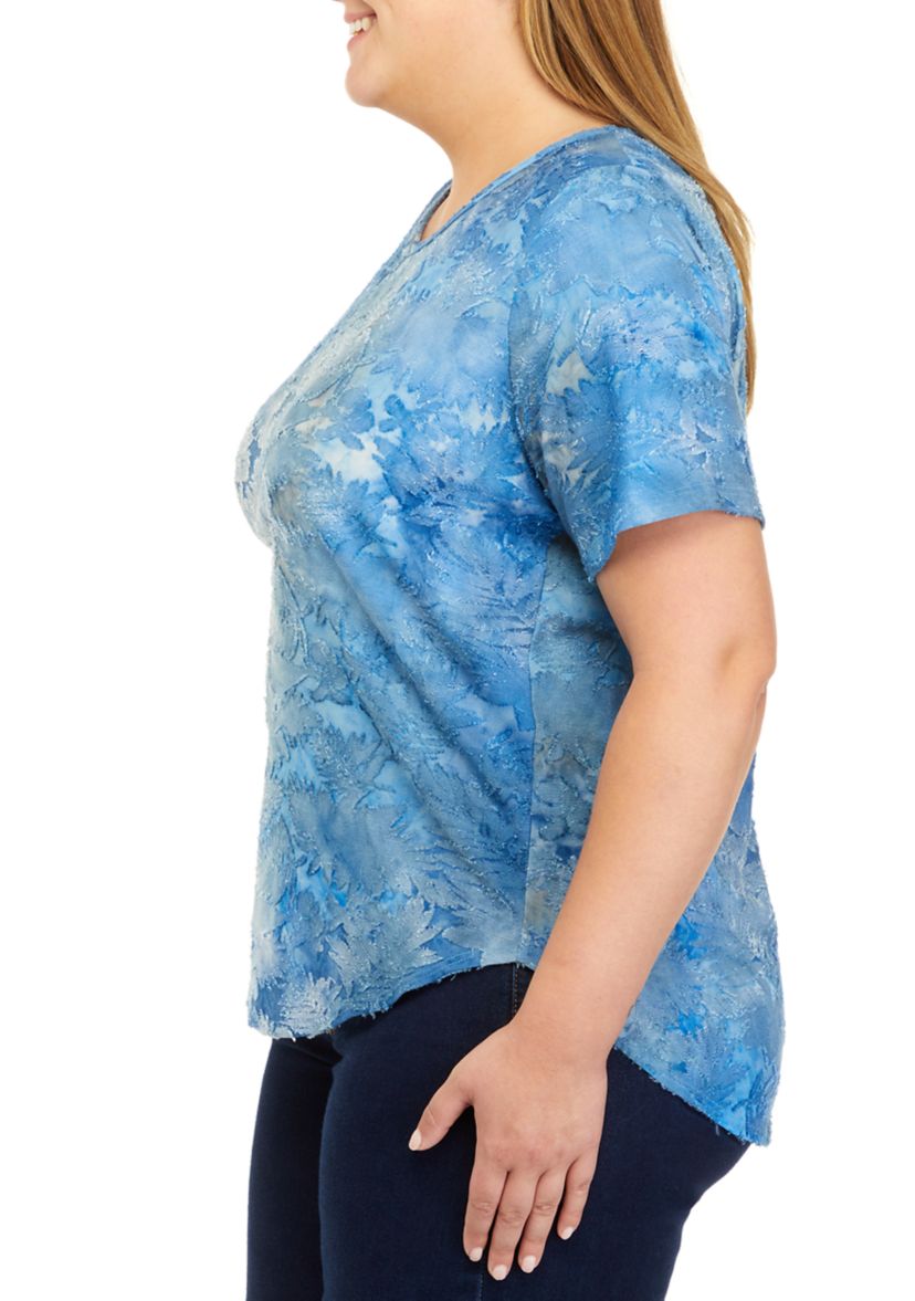 Plus Size Short Sleeve Shirttail Top 