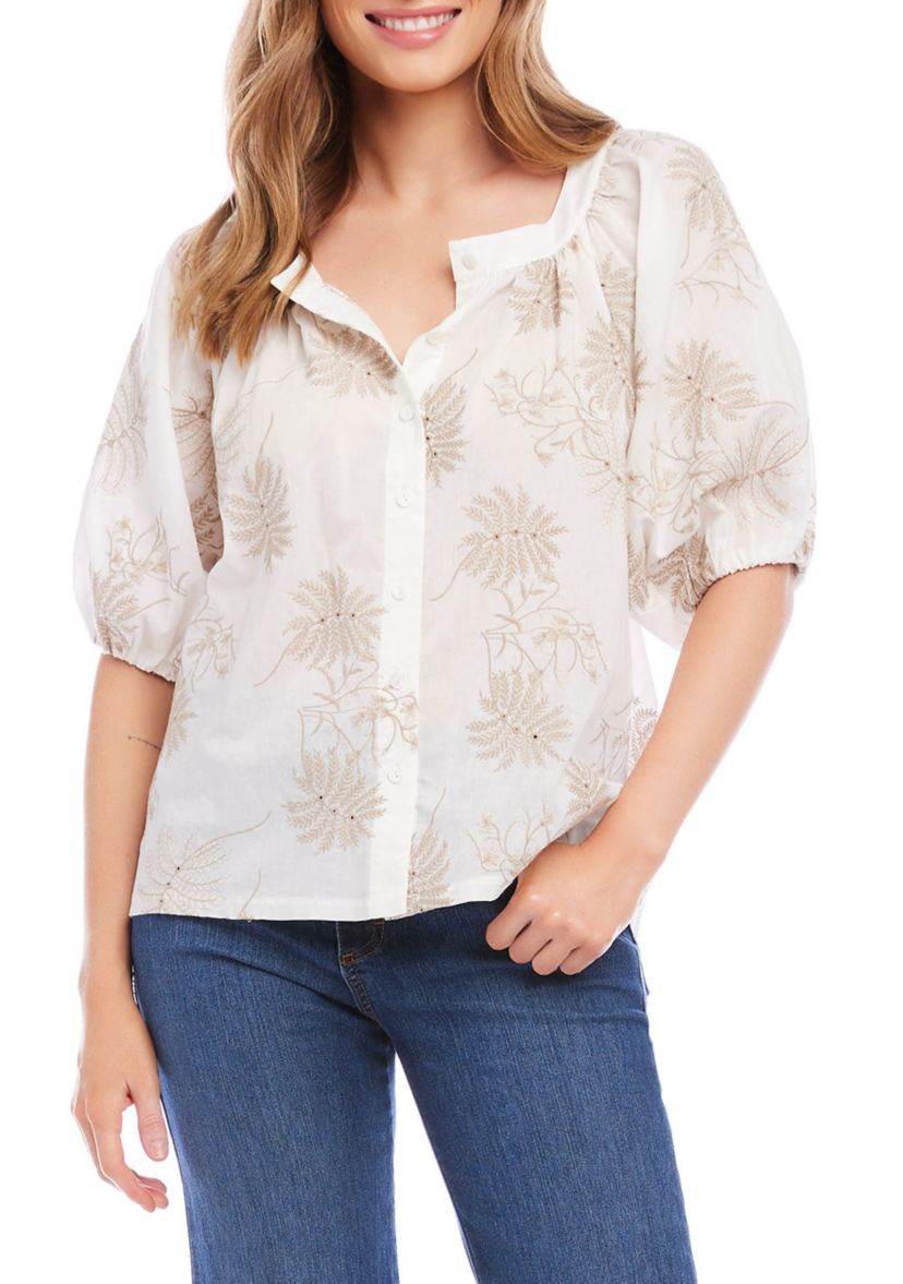 Womens Floral Embroidered Top