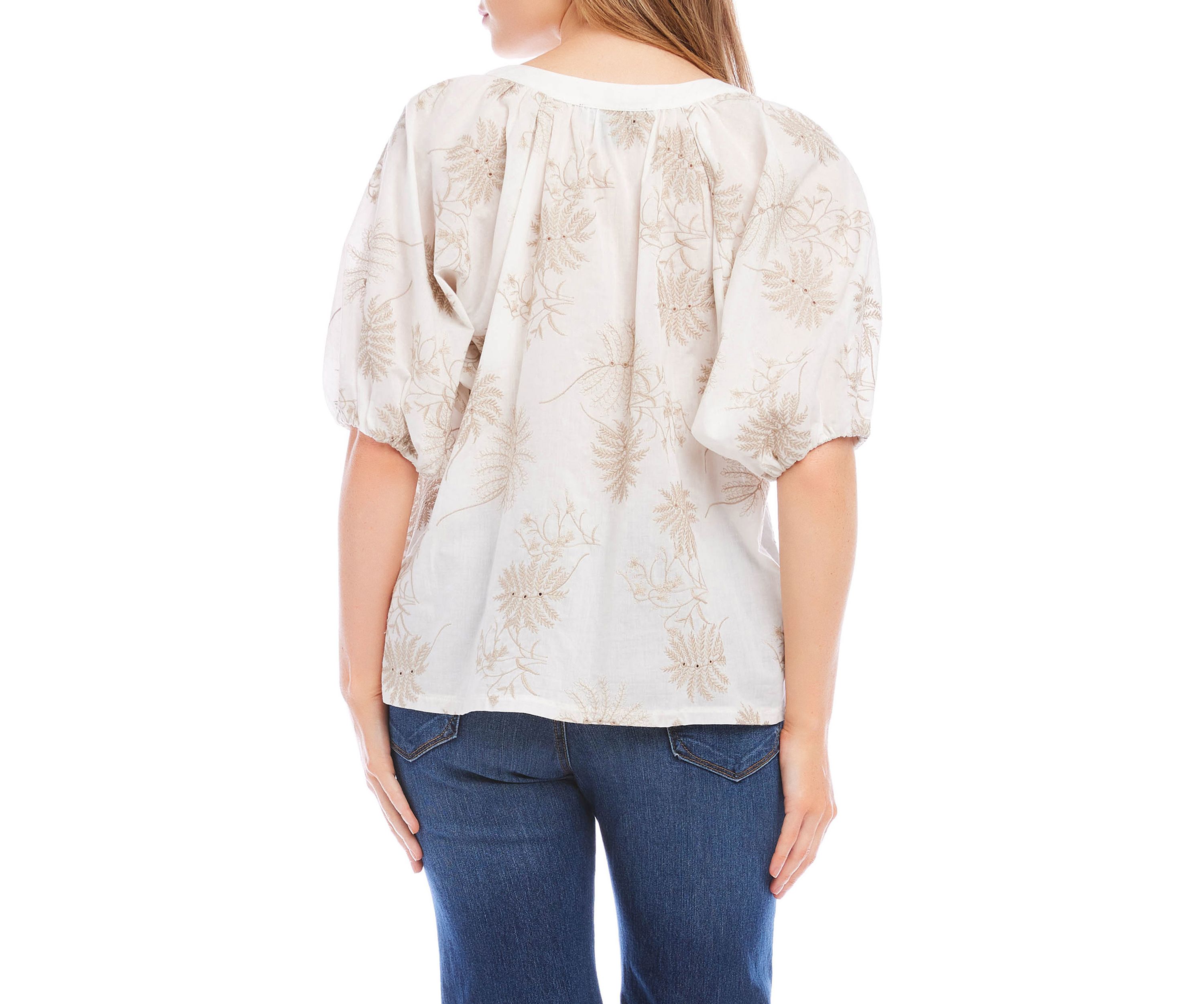 Womens Floral Embroidered Top
