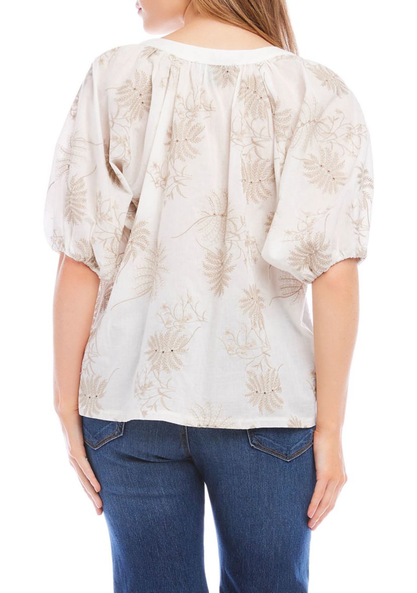 Womens Floral Embroidered Top