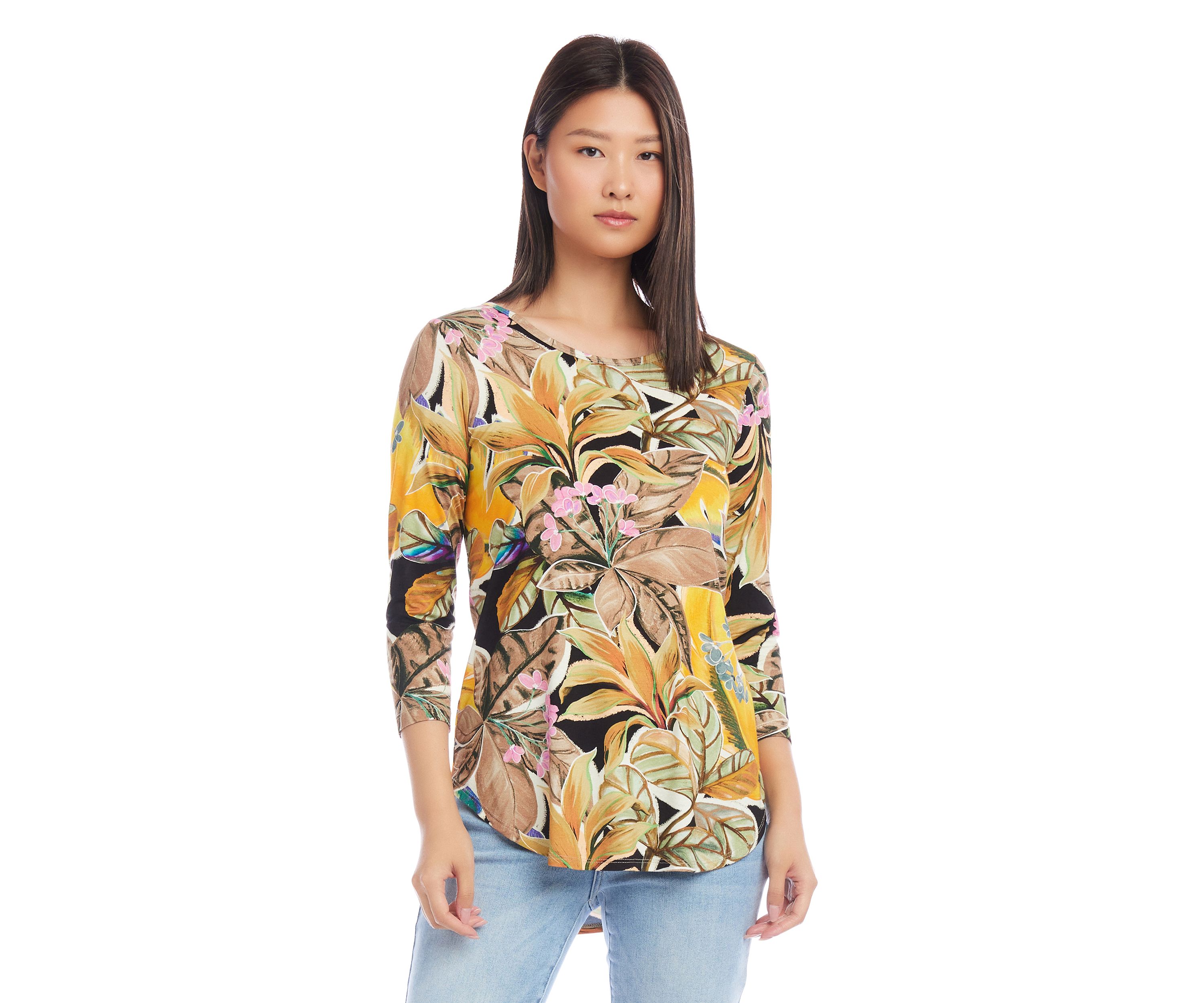 Petite 3/4 Sleeve Shirttail Top
