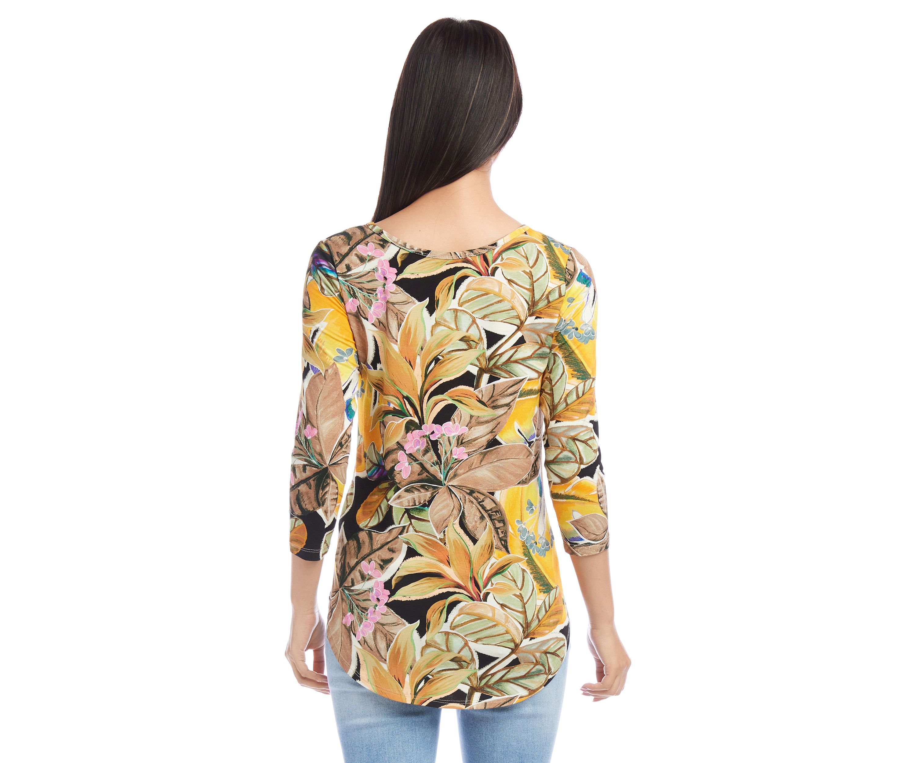 Petite 3/4 Sleeve Shirttail Top