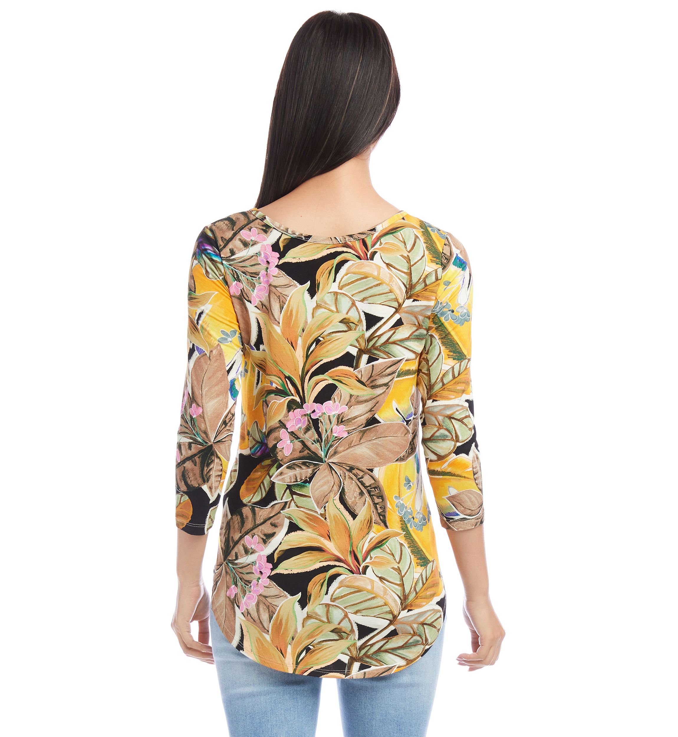 Womens 3/4 Sleeve Shirttail Top